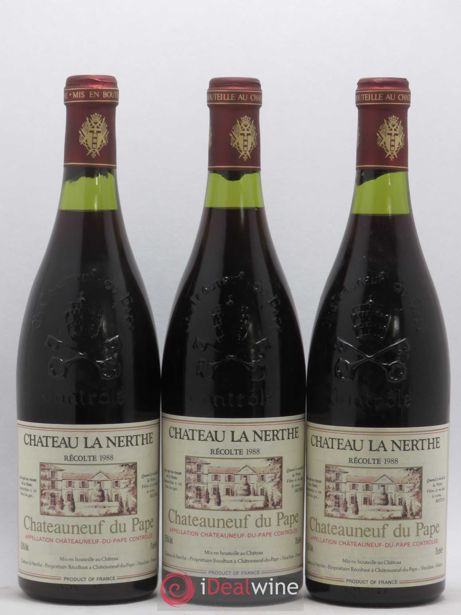 Châteauneuf-du-Pape Château la Nerthe Famille Richard 1988 - Lot de 3 bouteilles - 0