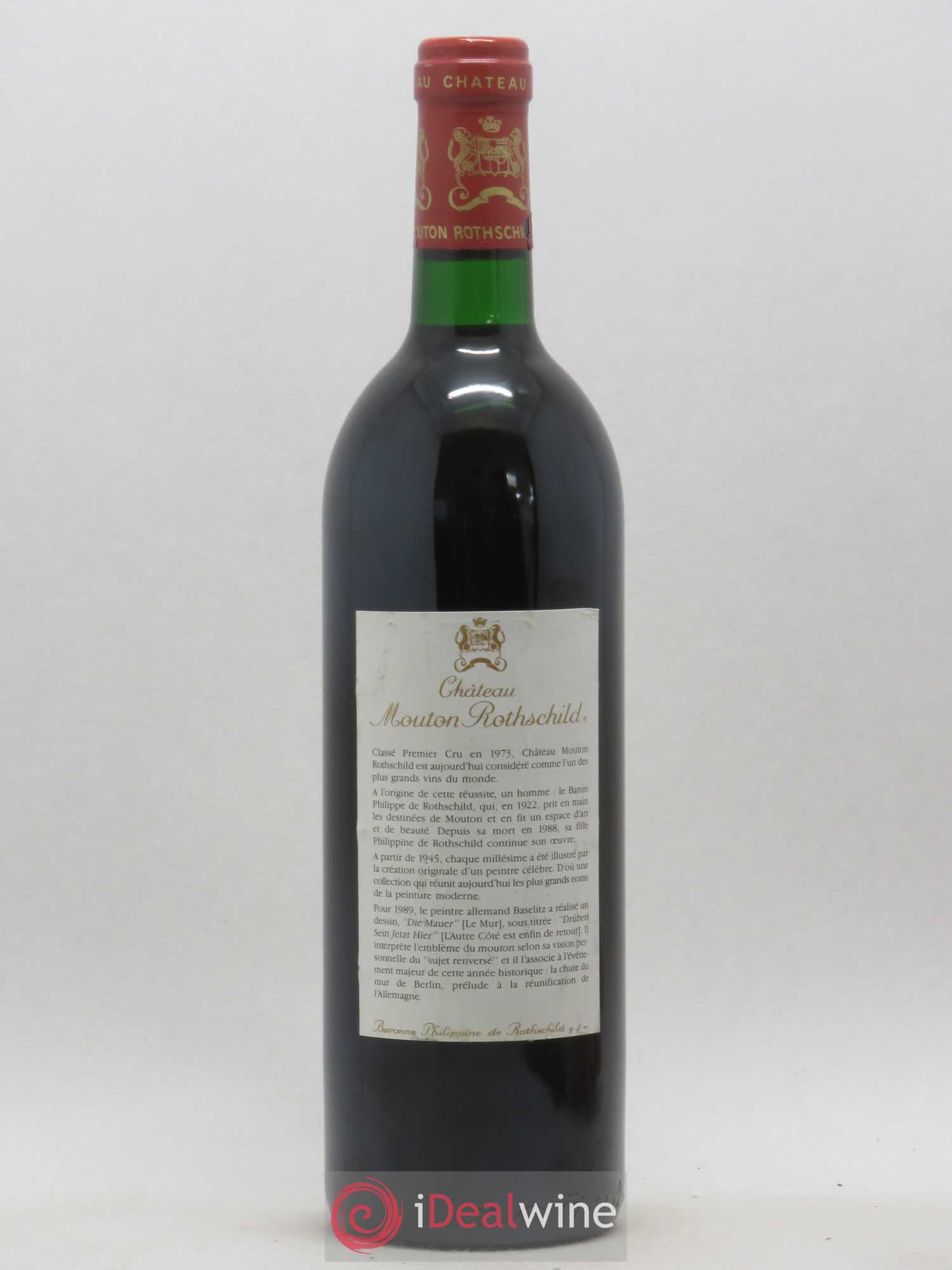 Château Mouton Rothschild 1er Grand Cru Classé 1989 - Lot de 1 bouteille - 1