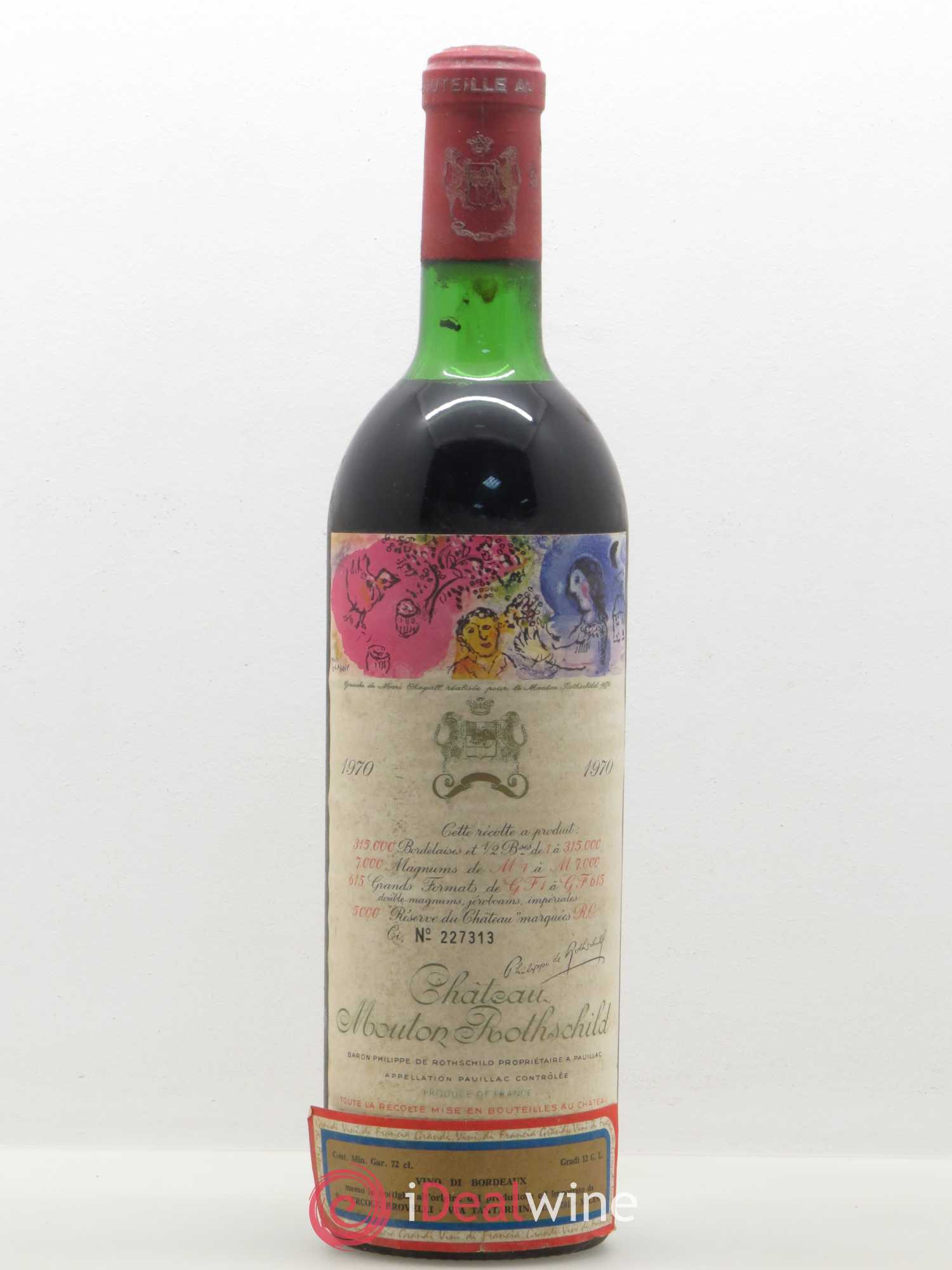 Château Mouton Rothschild 1er Grand Cru Classé 1970 - Lot de 1 bouteille - 0