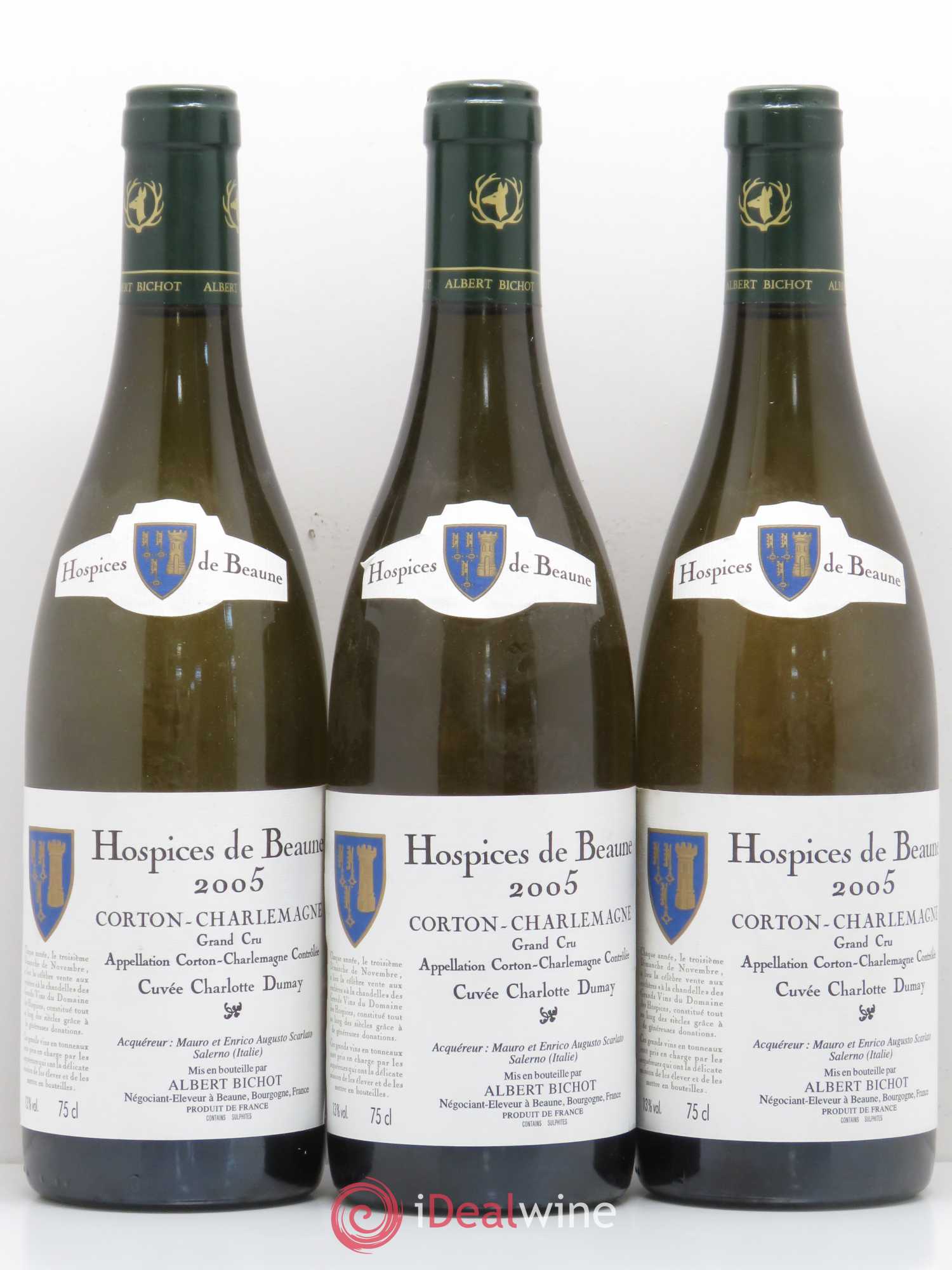 Corton-Charlemagne Grand Cru Domaine du Pavillon - Albert Bichot Cuvée Charlotte Dumay Hospices de Beaune 2005 - Lot de 6 bouteilles - 2