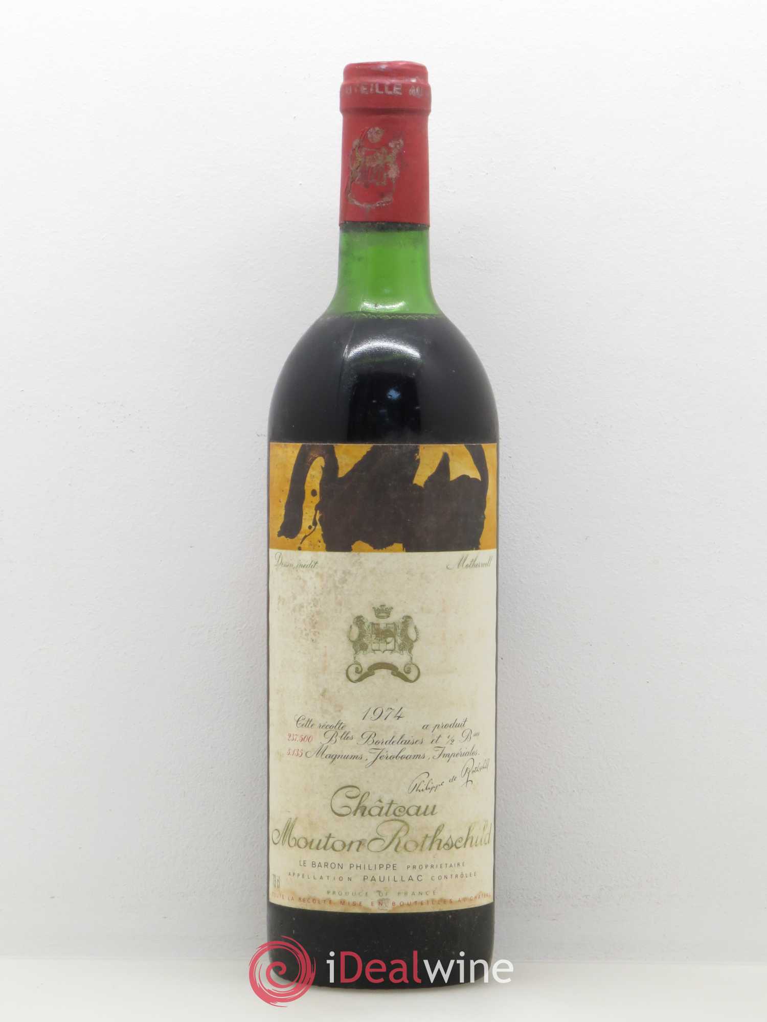 Château Mouton Rothschild 1er Grand Cru Classé 1974 - Lot de 1 bouteille - 0