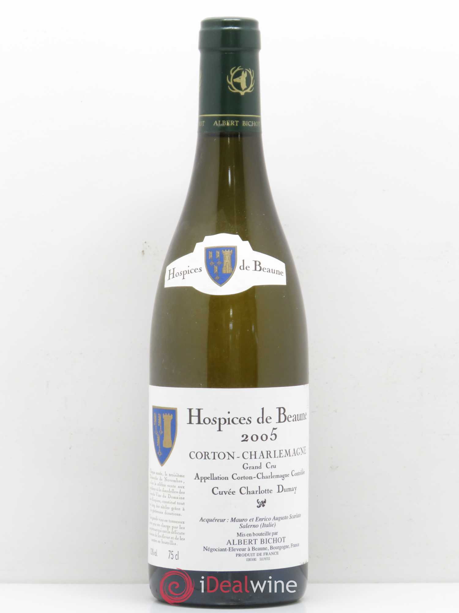 Corton-Charlemagne Grand Cru Domaine du Pavillon - Albert Bichot Cuvée Charlotte Dumay Hospices de Beaune 2005 - Lot de 1 bouteille - 0