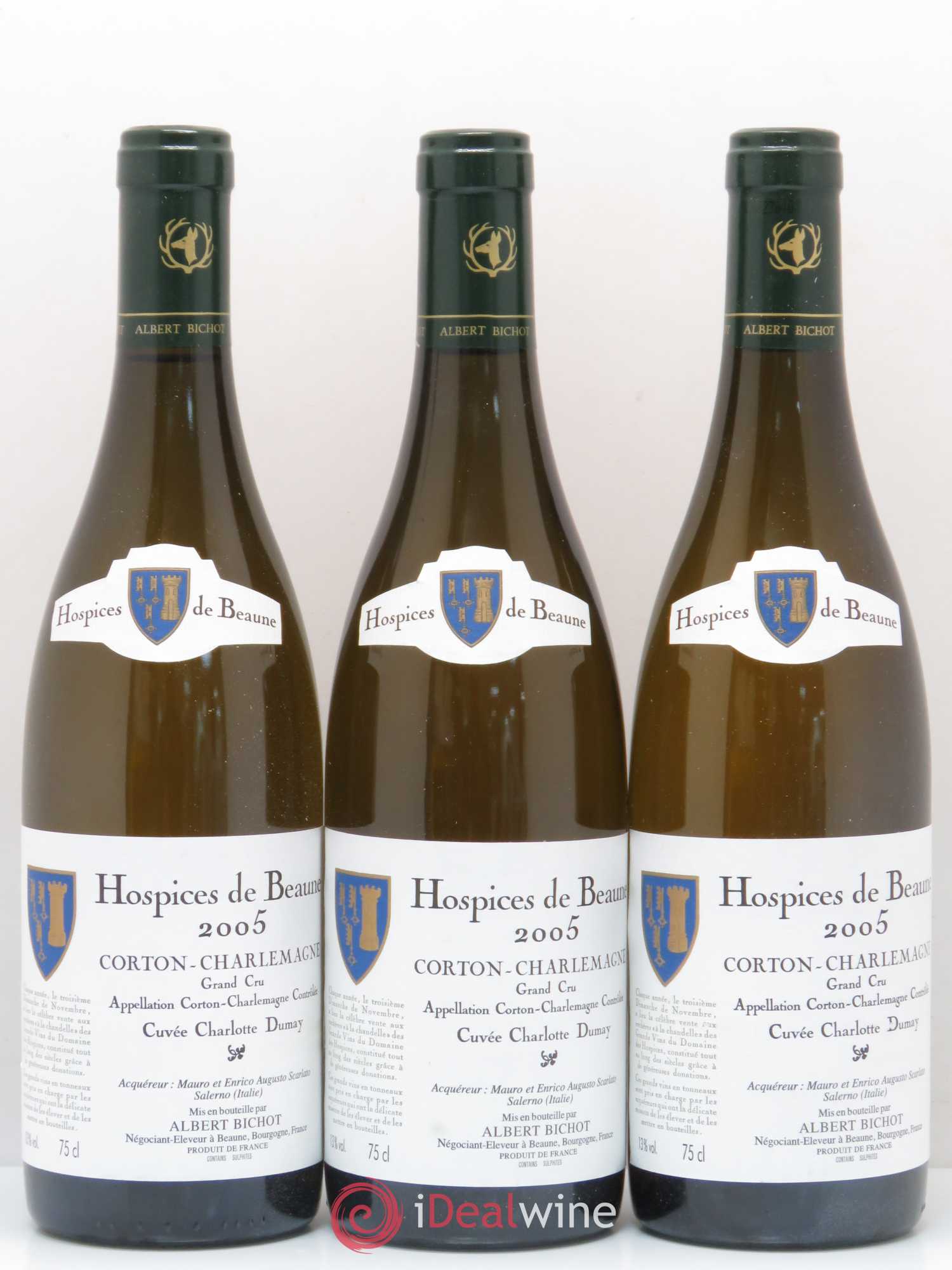 Corton-Charlemagne Grand Cru Cuvée Charlotte Dumay Hospices de Beaune Bichot 2005 - Lotto di 12 bottiglie - 1