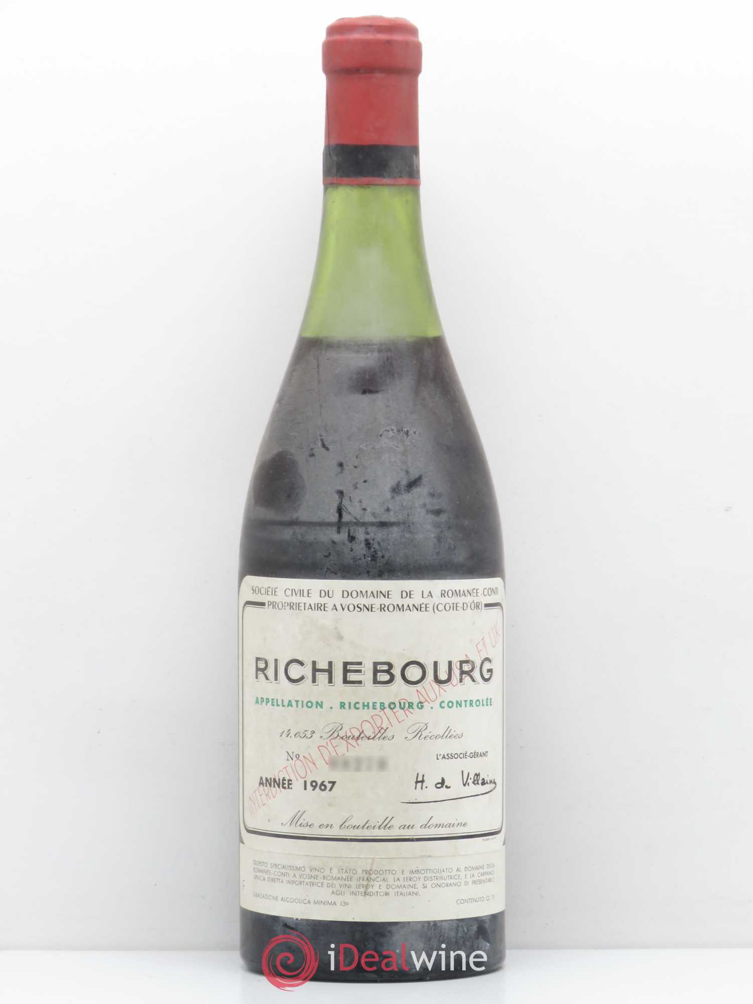 Richebourg Grand Cru Domaine de la Romanée-Conti 1967 - Lot de 1 bouteille - 0