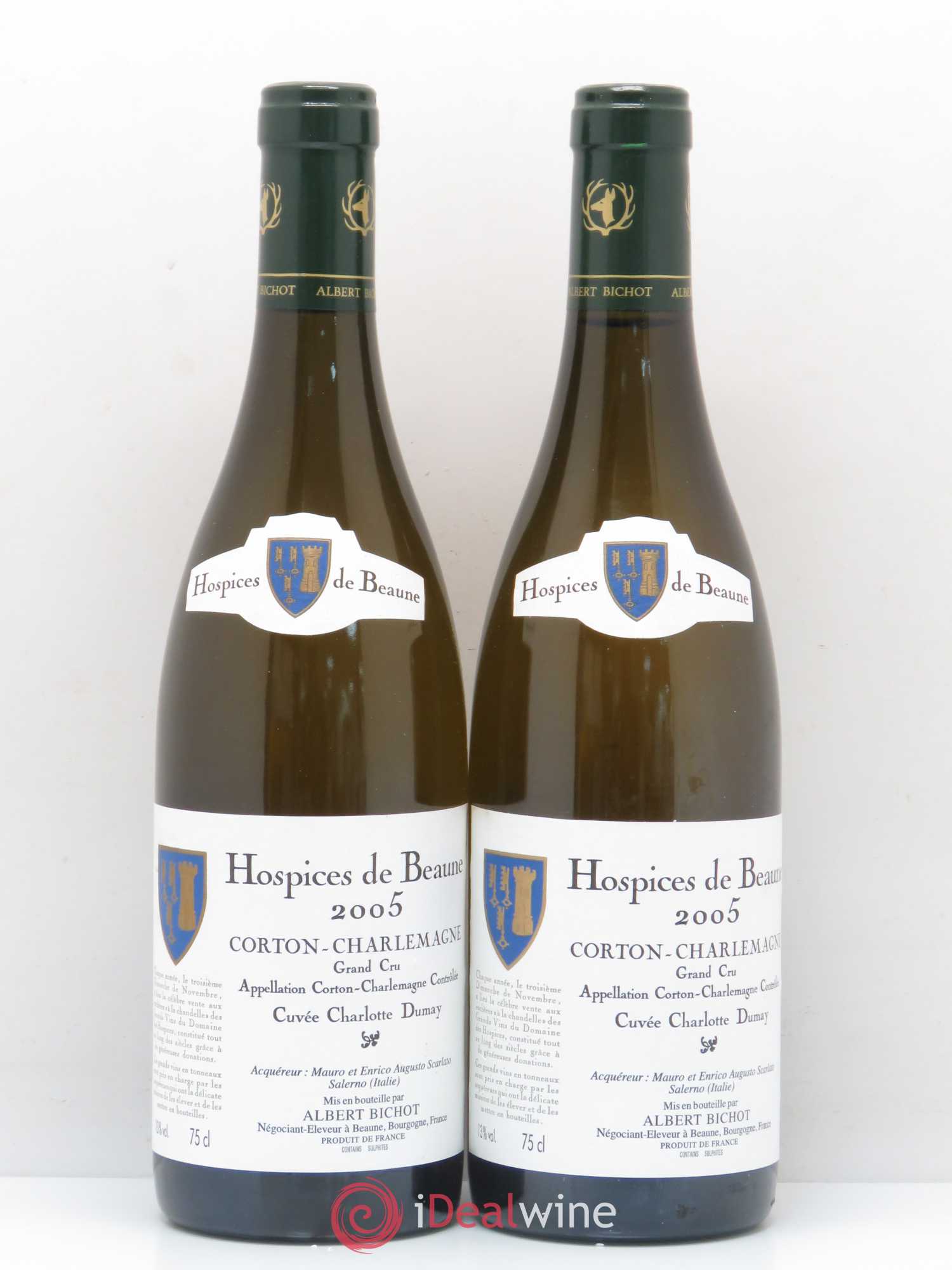 Corton-Charlemagne Grand Cru Cuvée Charlotte Dumay Hospices de Beaune Bichot 2005 - Posten von 2 Flaschen - 0