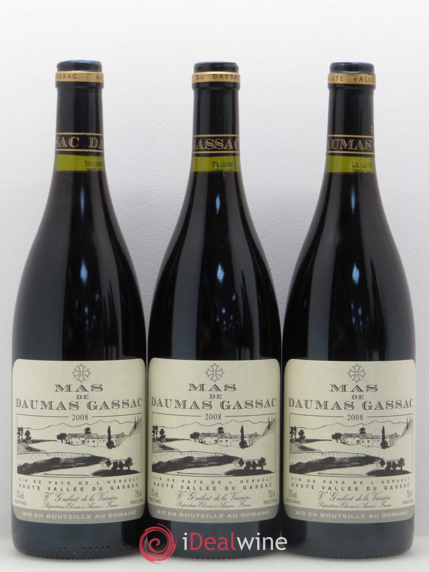 Saint-Guilhem-le-Désert - Cité d'Aniane Mas Daumas Gassac Famille Guibert de La Vaissière 2008 - Lot de 6 bouteilles - 1