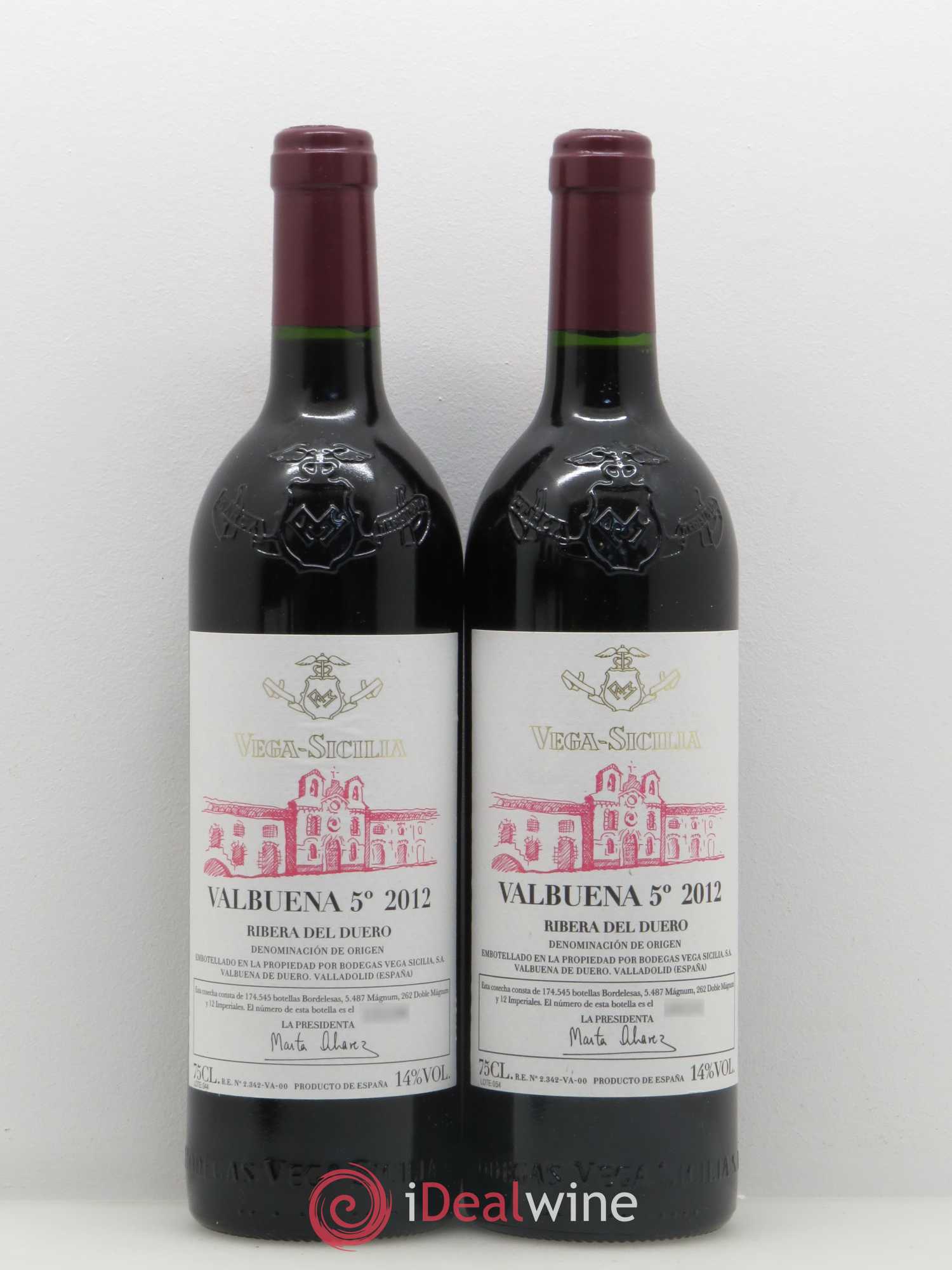Ribera Del Duero DO Vega Sicilia Valbuena 5 ano Famille Alvarez 2012 - Lot de 5 bouteilles - 2