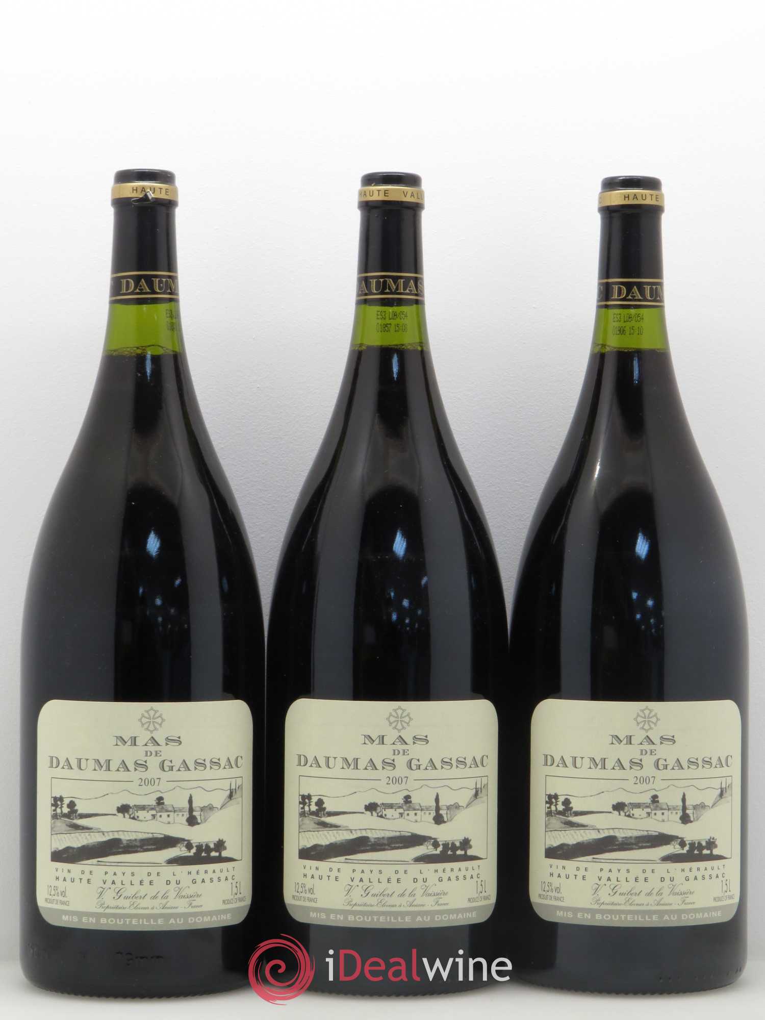 Saint-Guilhem-le-Désert - Cité d'Aniane Mas Daumas Gassac Famille Guibert de La Vaissière 2007 - Lot de 3 magnums - 0