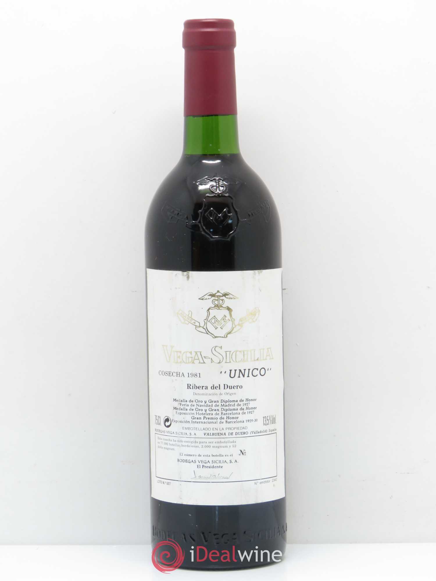 Ribera Del Duero DO Vega Sicilia Unico Famille Alvarez 1981 - Lot de 1 bouteille - 0