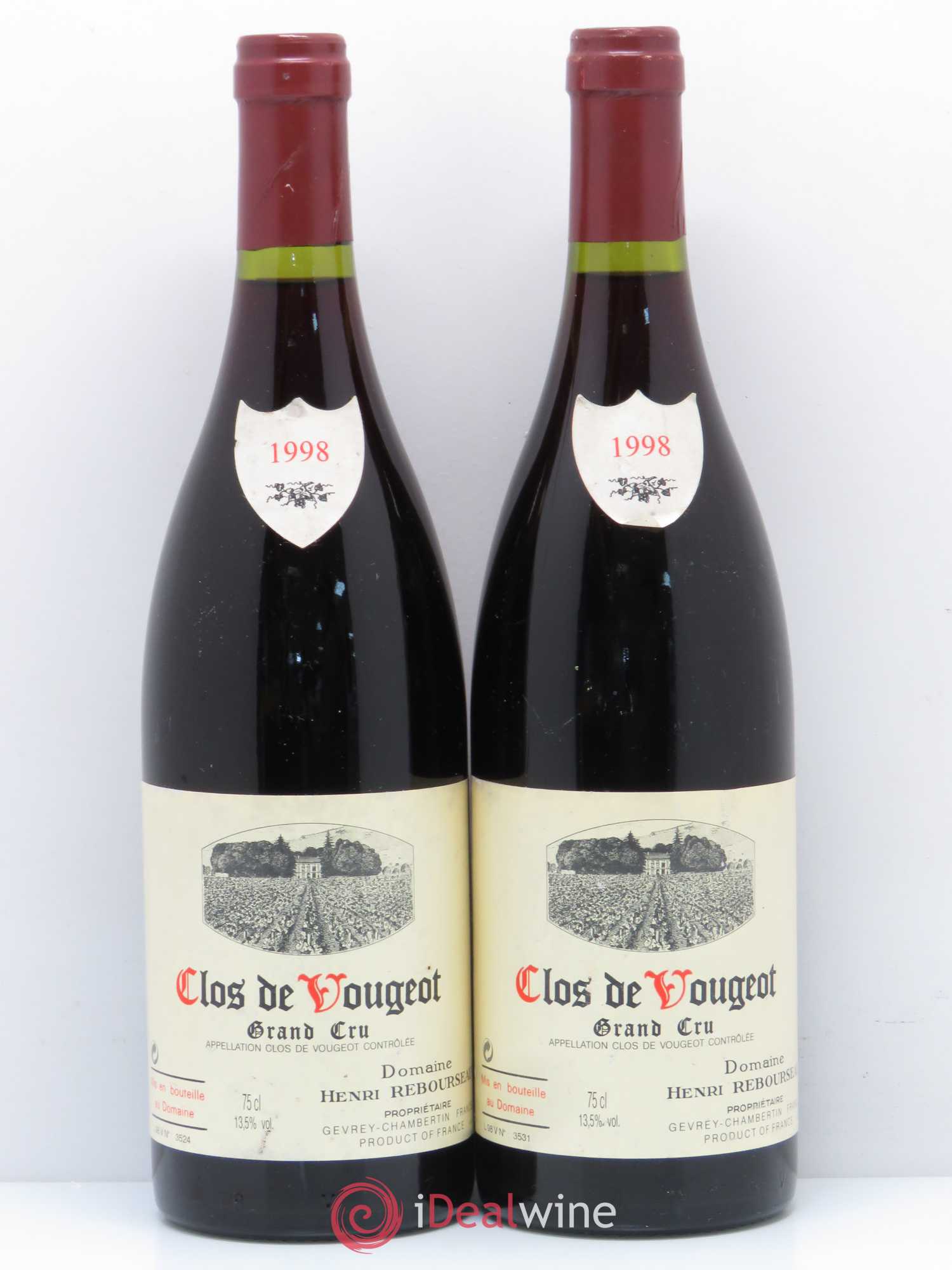 Clos de Vougeot Grand Cru Henri Rebourseau (Domaine) 1998 - Lot de 2 bouteilles - 0