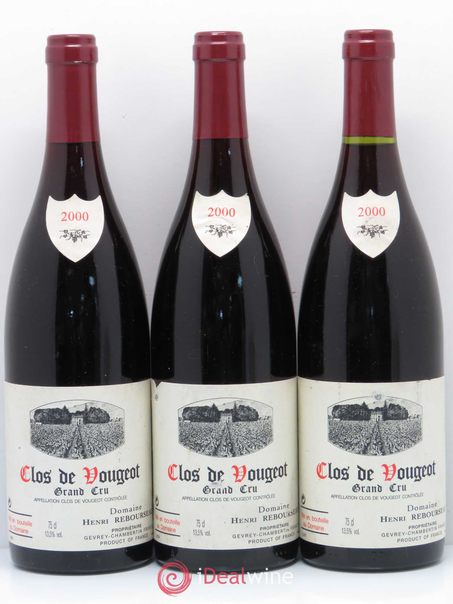 Clos de Vougeot Grand Cru Henri Rebourseau (Domaine) 2000 - Lot de 3 bouteilles - 0