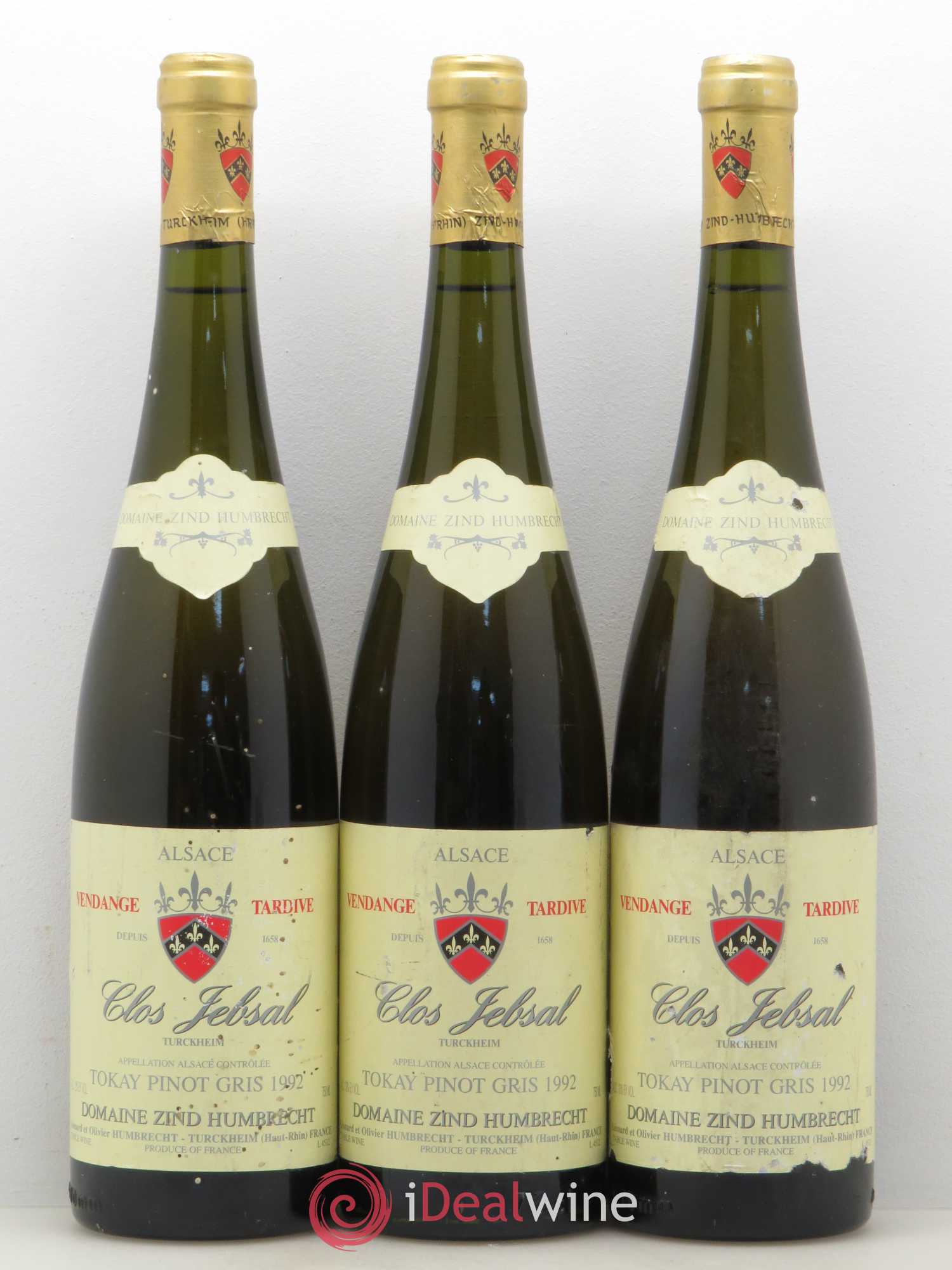 Alsace Pinot Gris Clos Jebsal Vendanges Tardives Zind-Humbrecht (Domaine) (senza prezzo di riserva) 1992 - Lotto di 3 bottiglie - 0