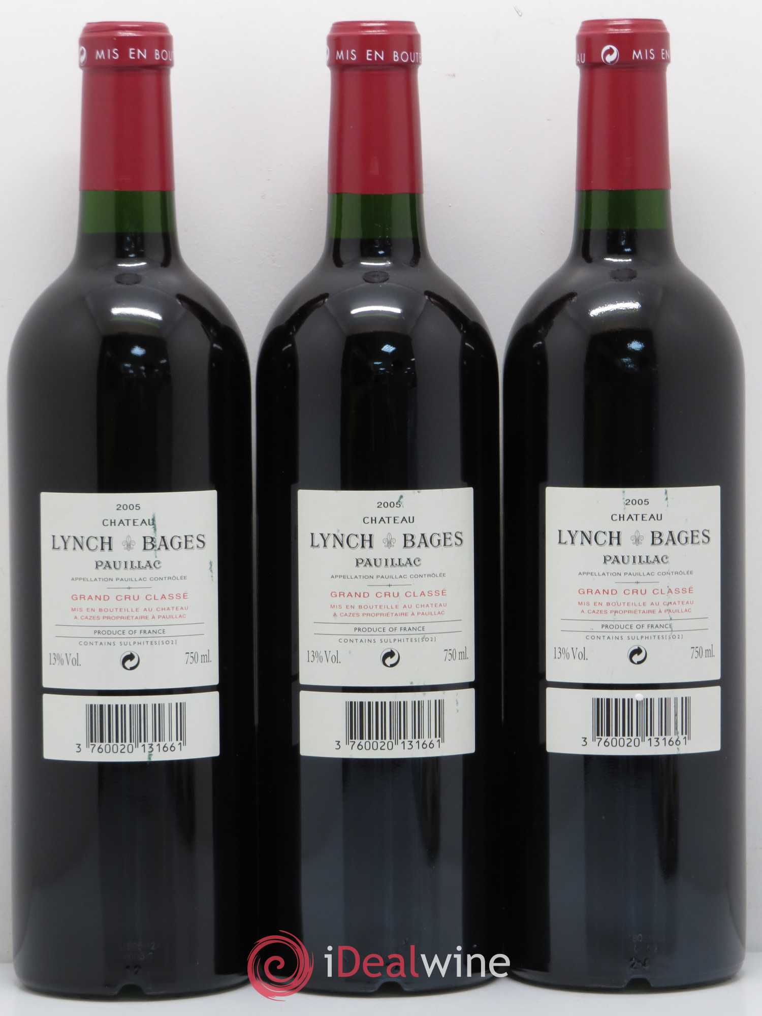 Château Lynch Bages 5ème Grand Cru Classé 2005 - Lot de 3 bouteilles - 1