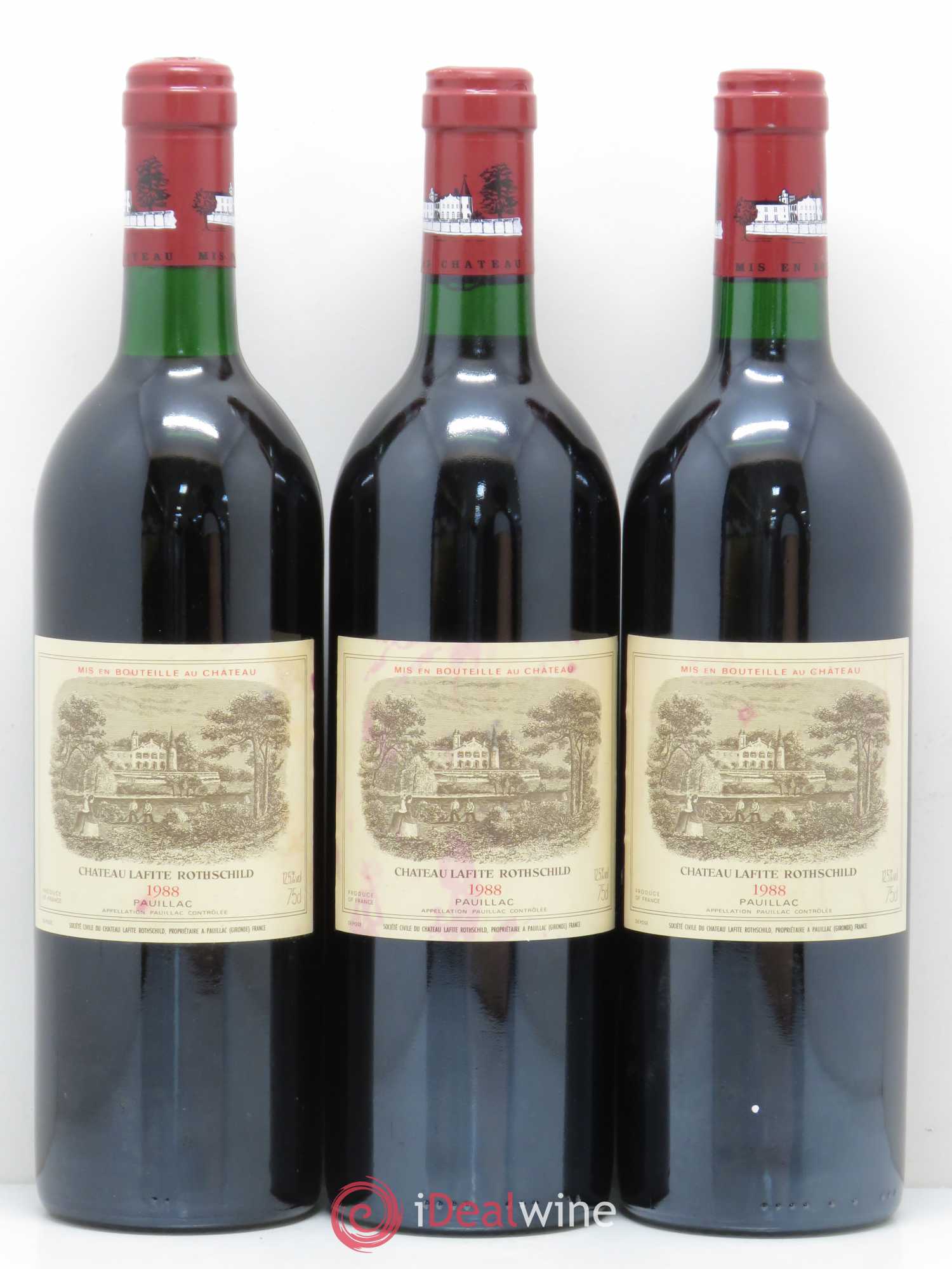 Château Lafite Rothschild 1er Grand Cru Classé 1988 - Lot de 3 bouteilles - 0