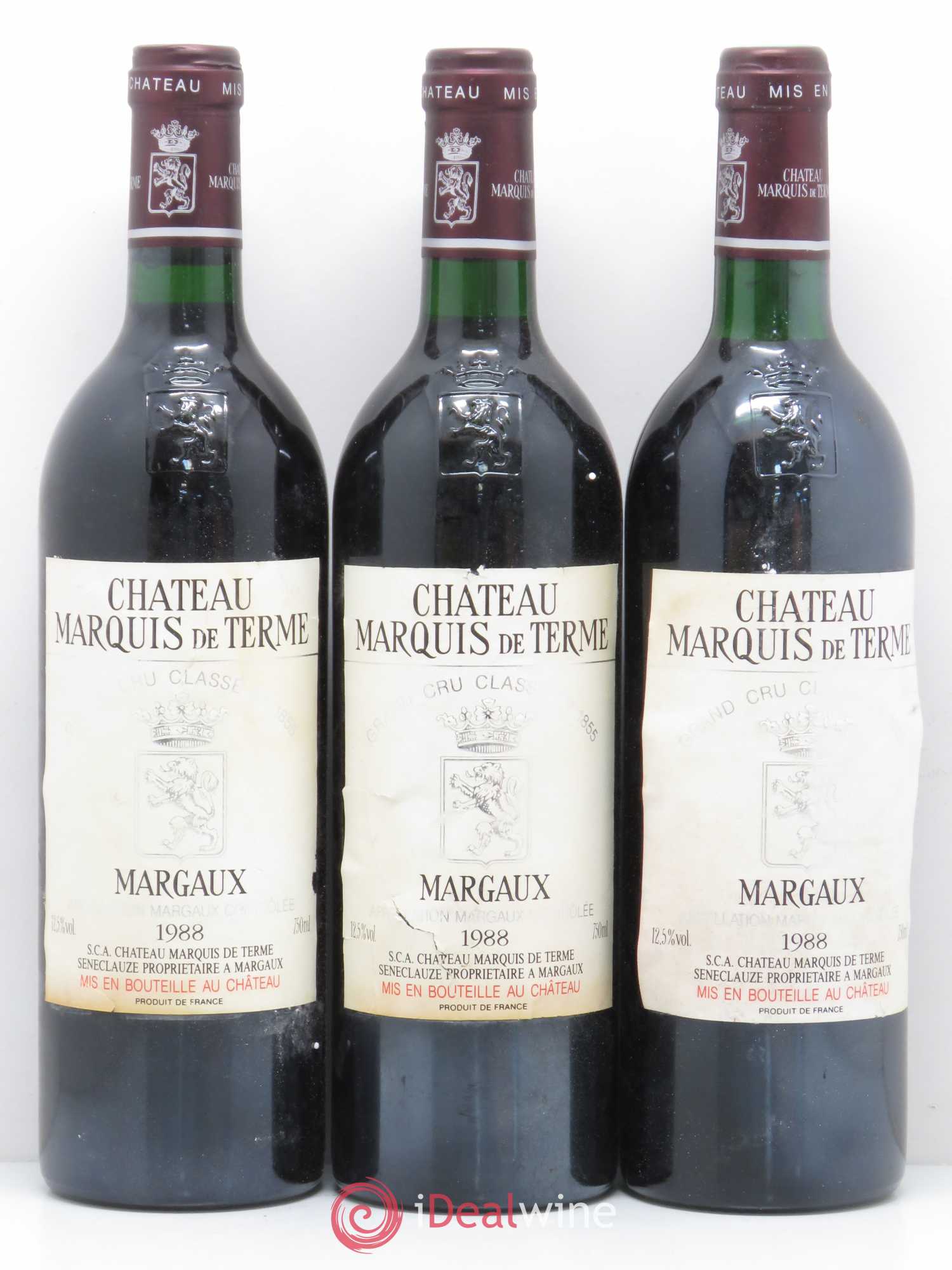 Château Marquis de Terme 4ème Grand Cru Classé 1988 - Lot de 5 bouteilles - 1
