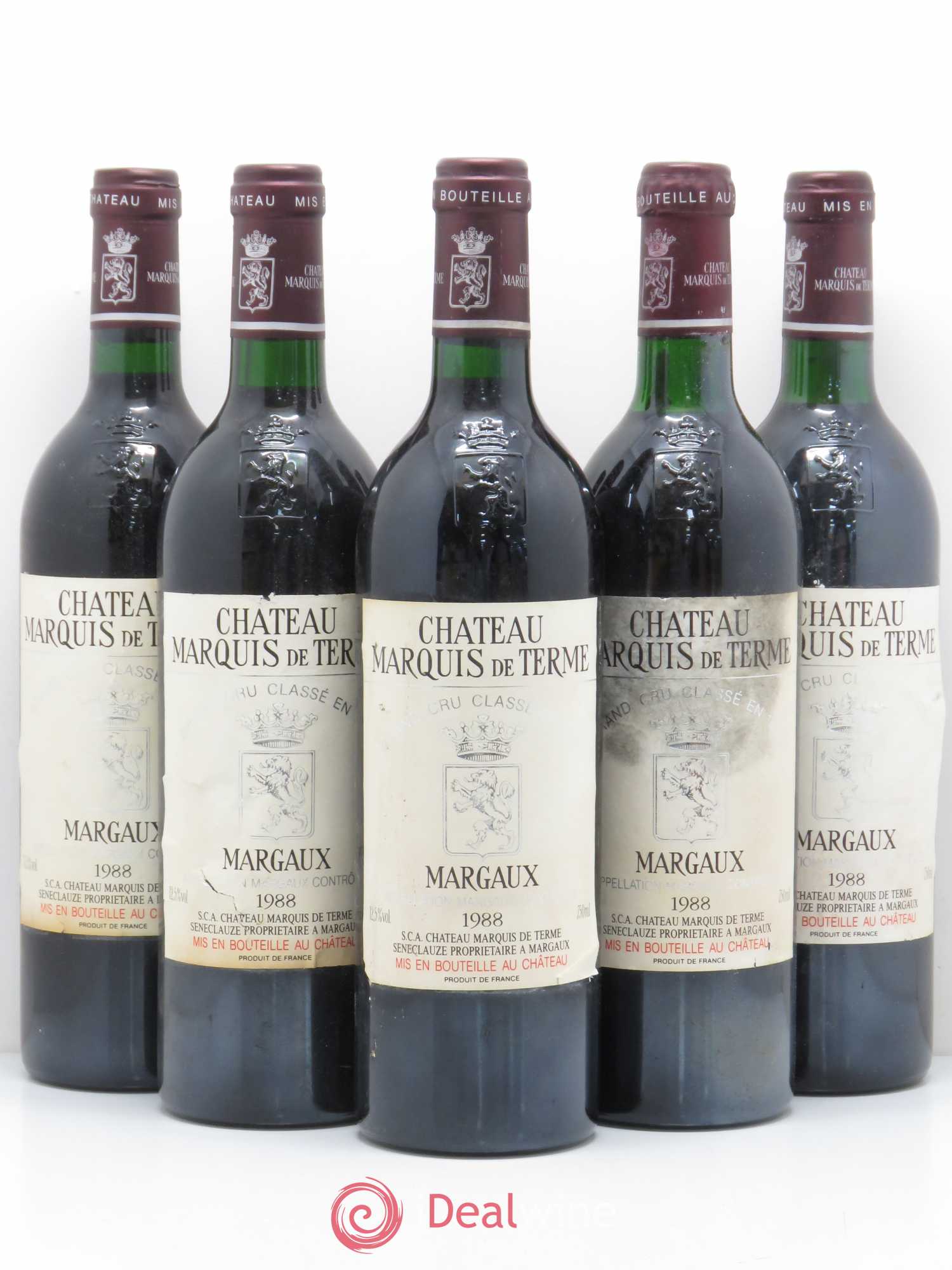 Château Marquis de Terme 4ème Grand Cru Classé 1988 - Lot de 5 bouteilles - 0