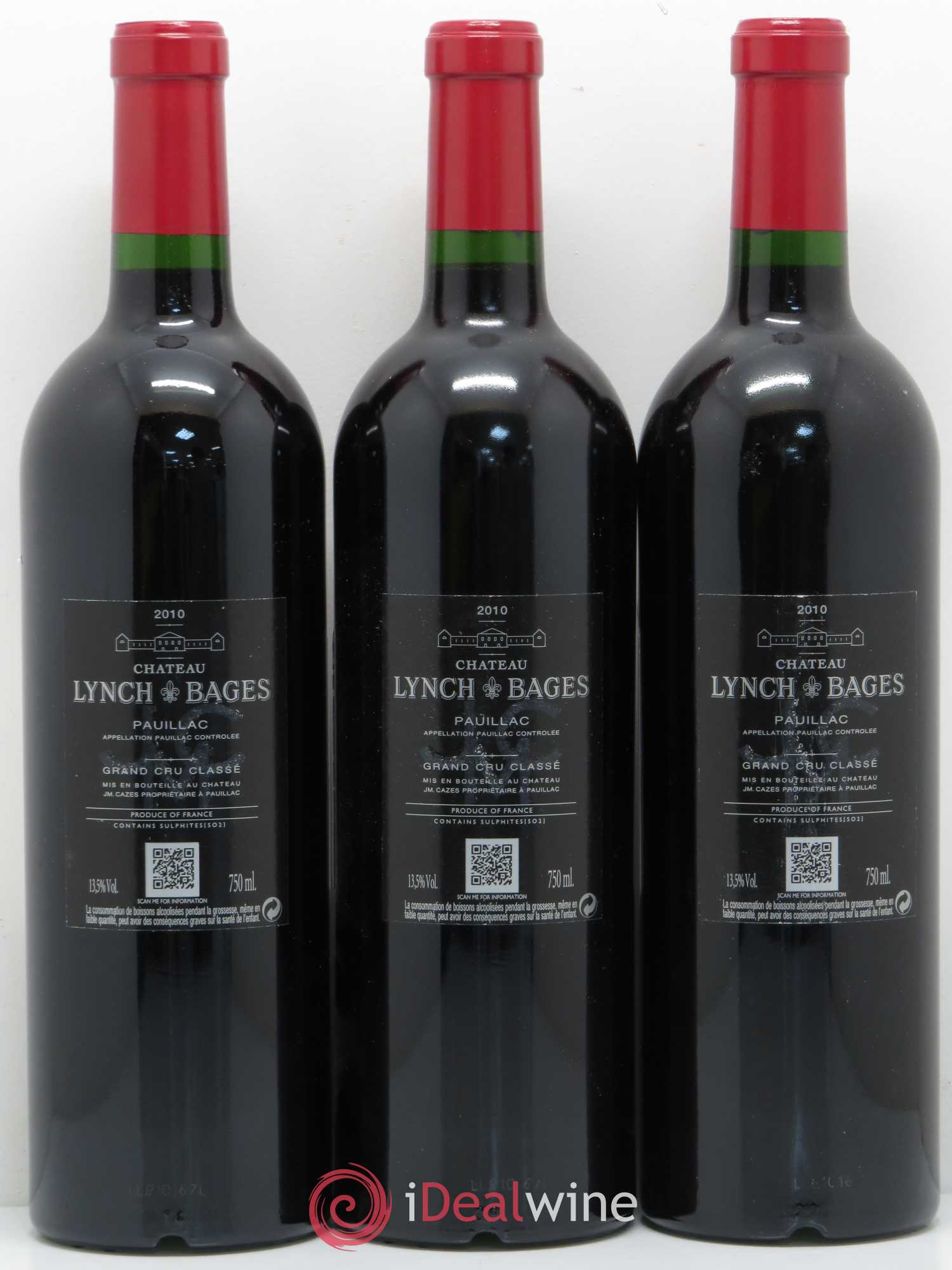 Château Lynch Bages 5ème Grand Cru Classé 2010 - Lot de 3 bouteilles - 1
