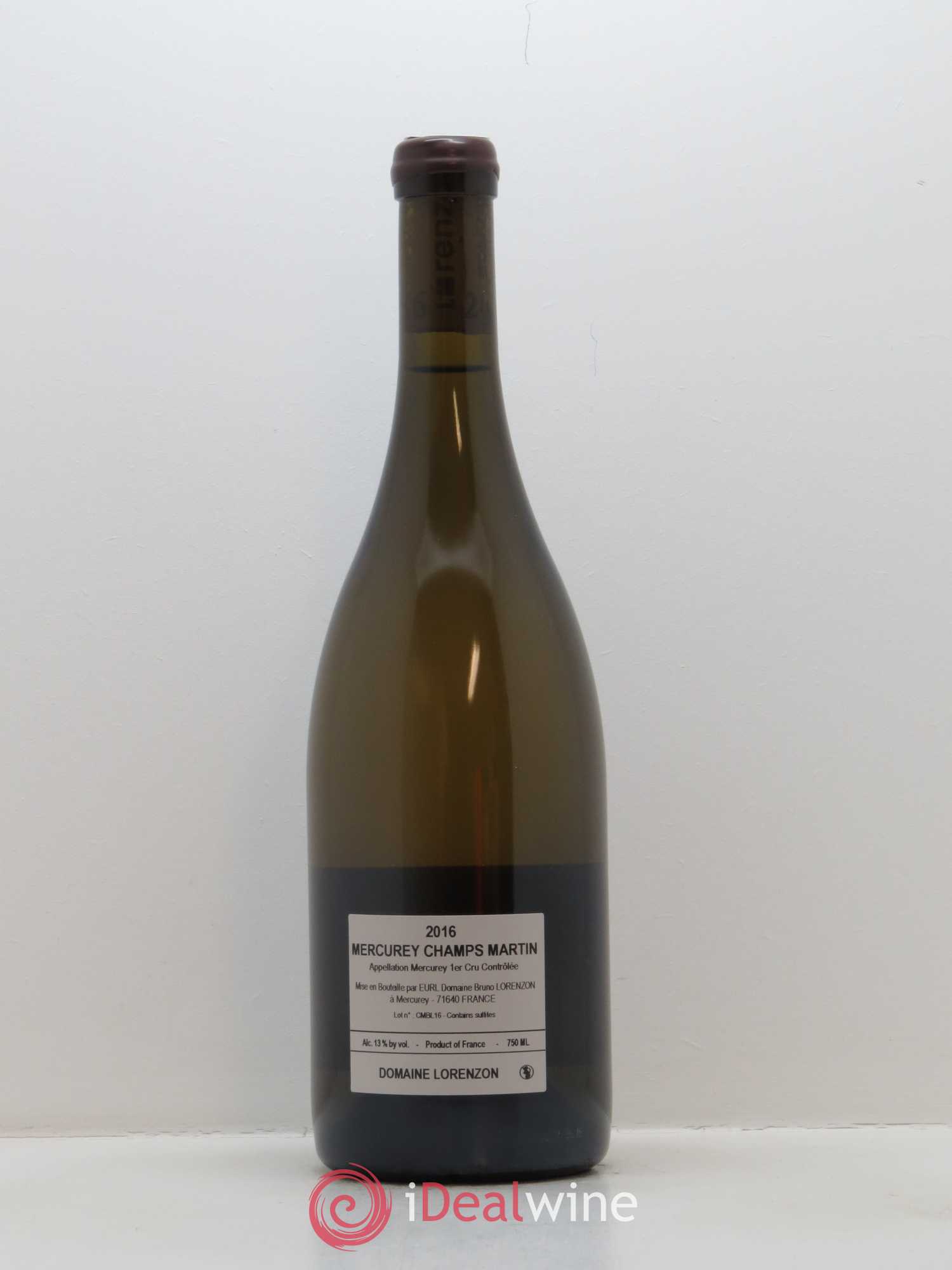 Mercurey 1er Cru Les Champs Martin Bruno Lorenzon 2016 - Lot de 1 bouteille - 1