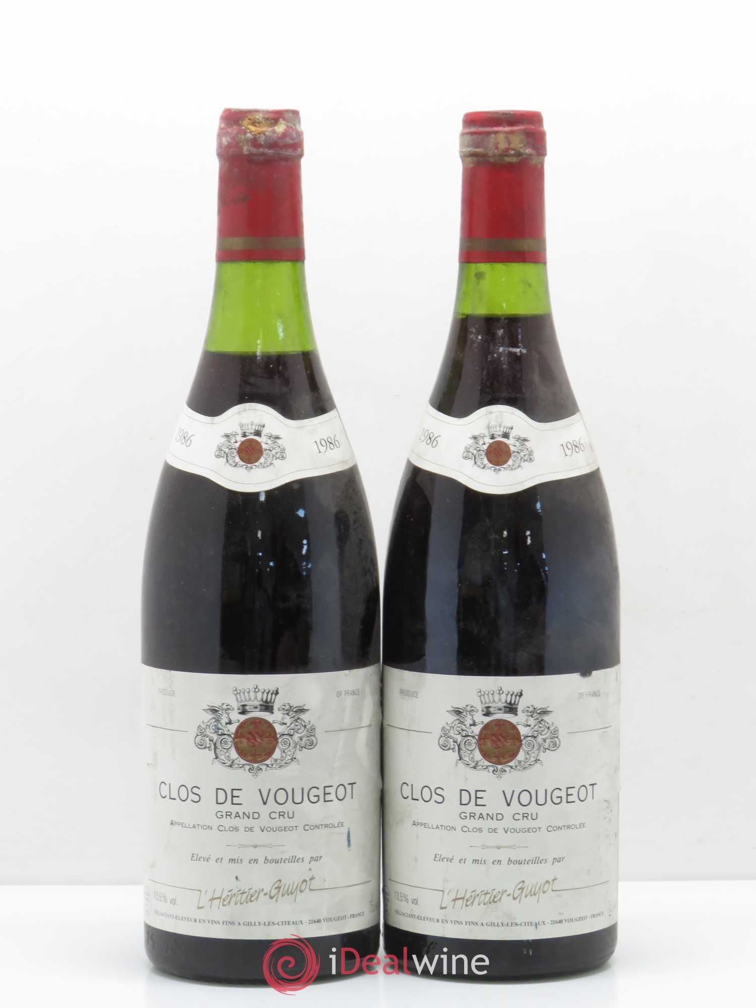 Clos de Vougeot Grand Cru L'Héritier Guyot 1986 - Lot de 2 bouteilles - 0