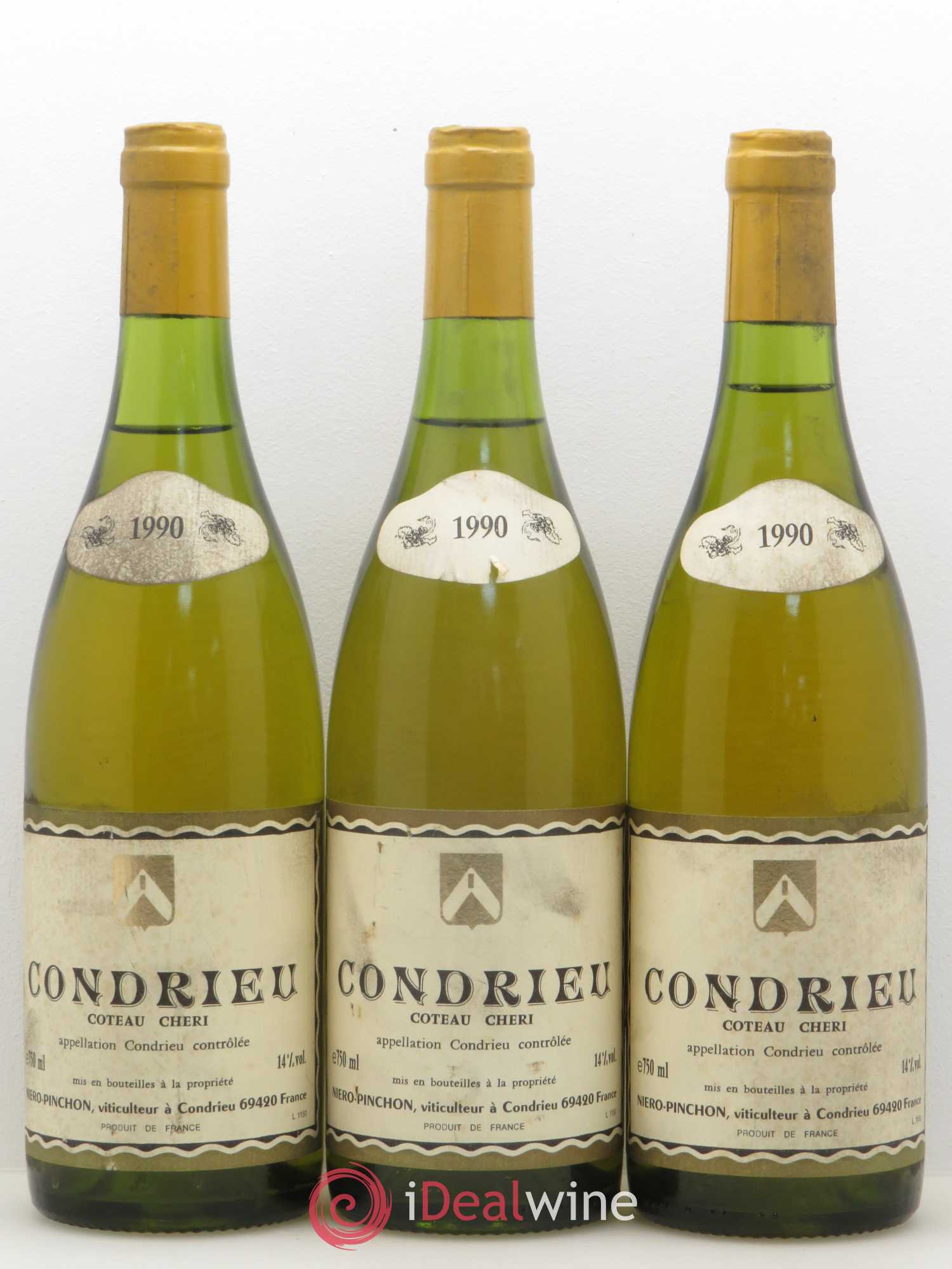 Condrieu Coteau Cheri Niero Pinchon 1990 - Posten von 3 Flaschen - 0