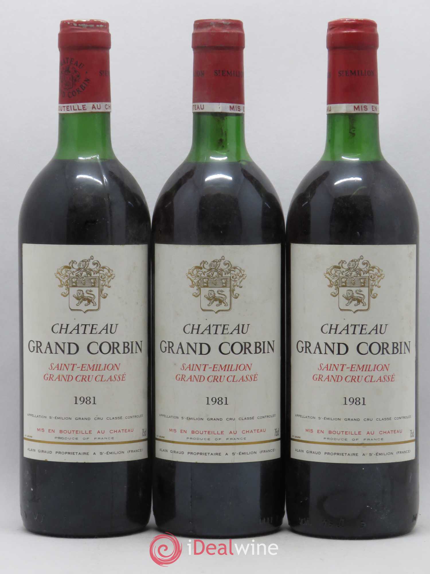 Château Grand Corbin Grand Cru Classé 1981 - Lot de 6 bouteilles - 1