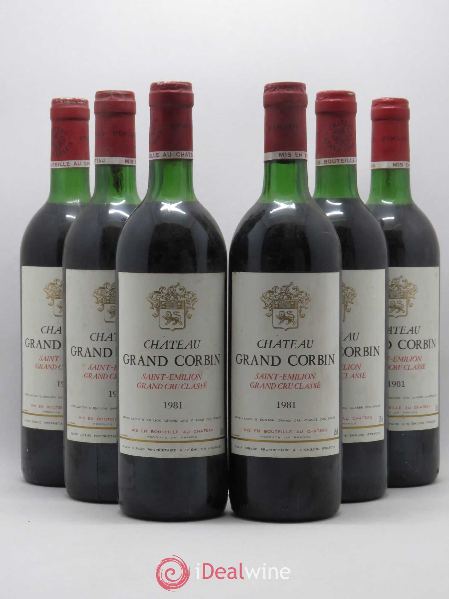 Château Grand Corbin Grand Cru Classé 1981 - Lot de 6 bouteilles - 0
