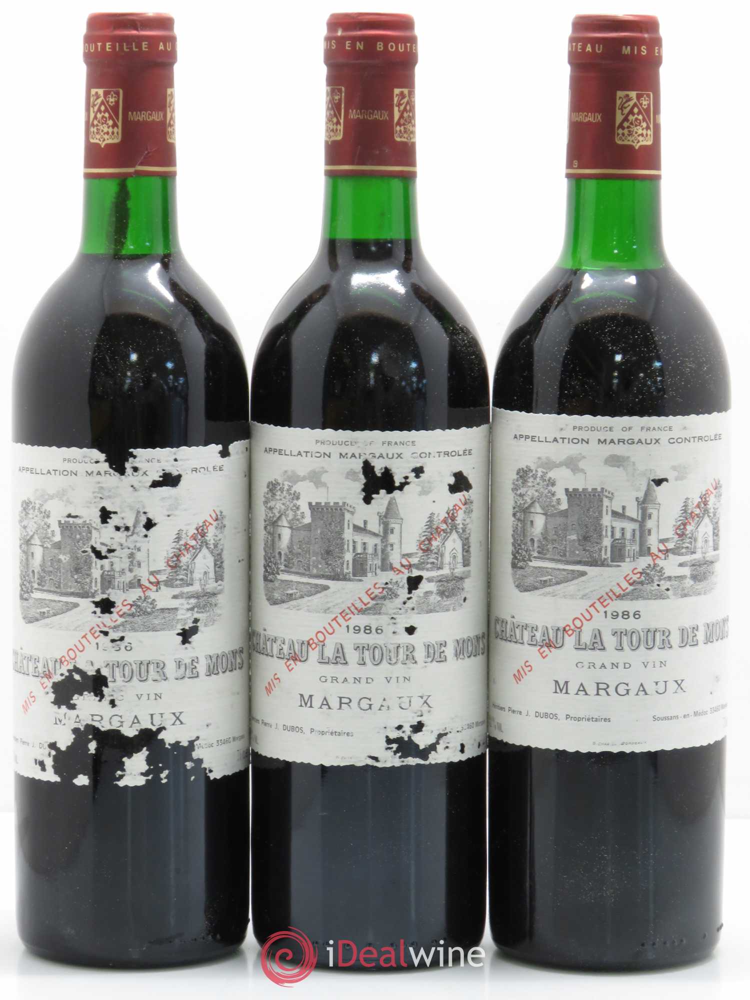 Château la Tour de Mons Cru Bourgeois 1986 - Lot de 3 bouteilles - 0