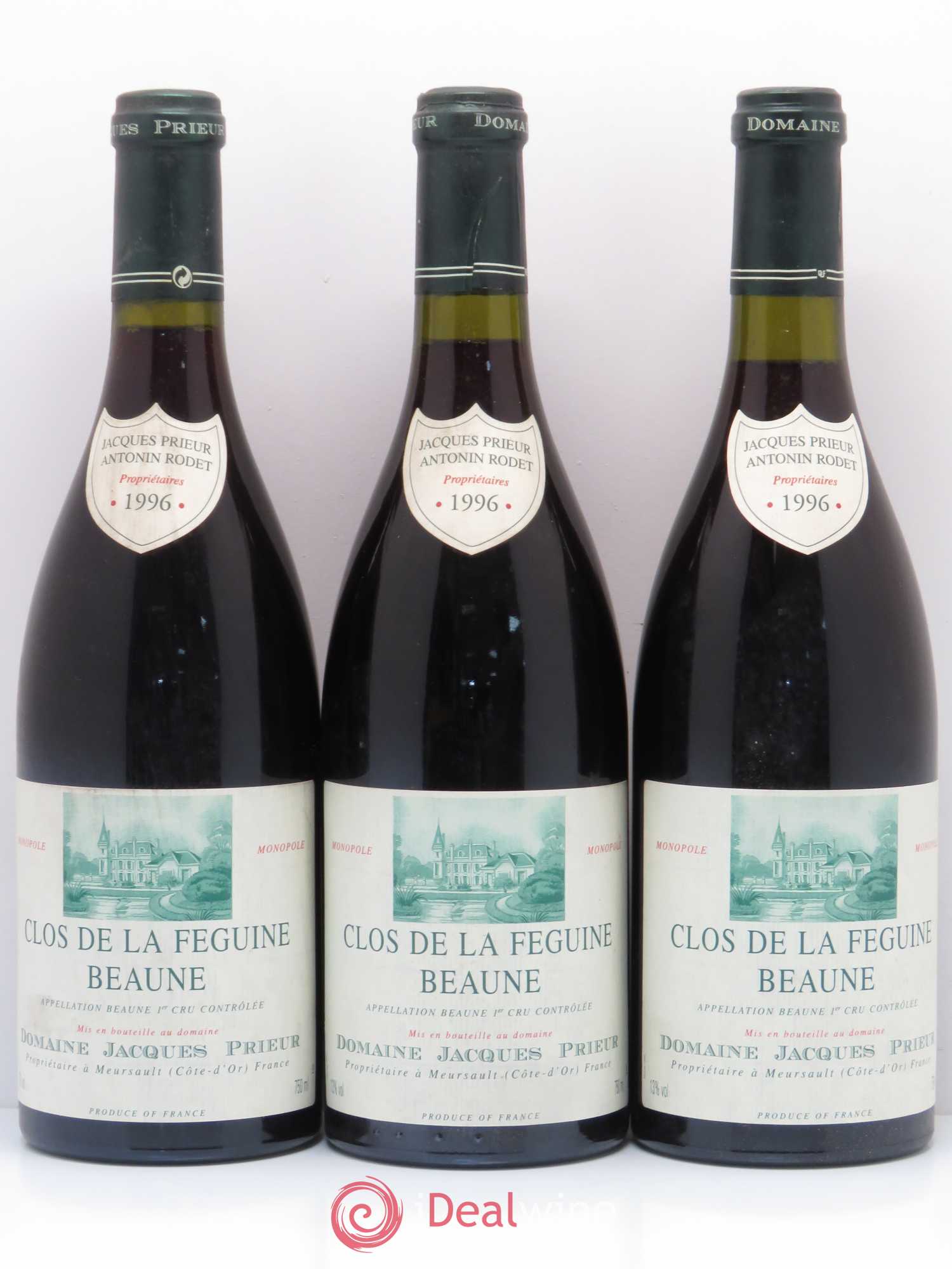 Beaune 1er Cru Clos de la Féguine Jacques Prieur (Domaine) 1996 - Lot de 3 bouteilles - 0