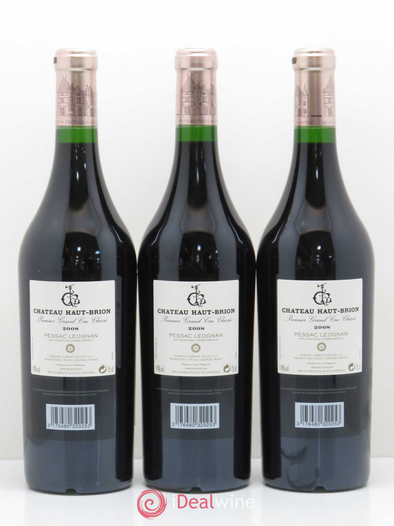 Château Haut Brion 1er Grand Cru Classé 2008 - Lot de 3 bouteilles - 1
