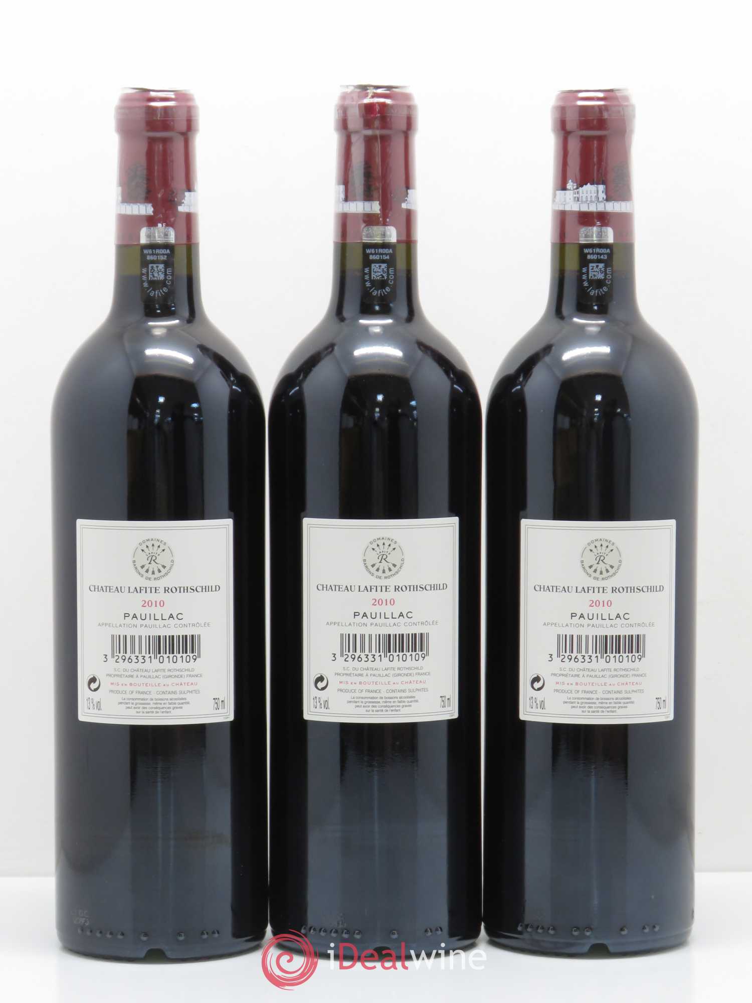 Château Lafite Rothschild 1er Grand Cru Classé 2010 - Lot de 3 bouteilles - 1