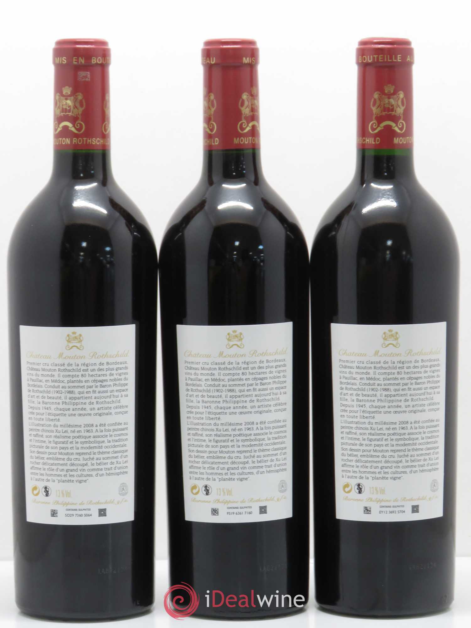 Château Mouton Rothschild 1er Grand Cru Classé 2008 - Lot de 3 bouteilles - 1