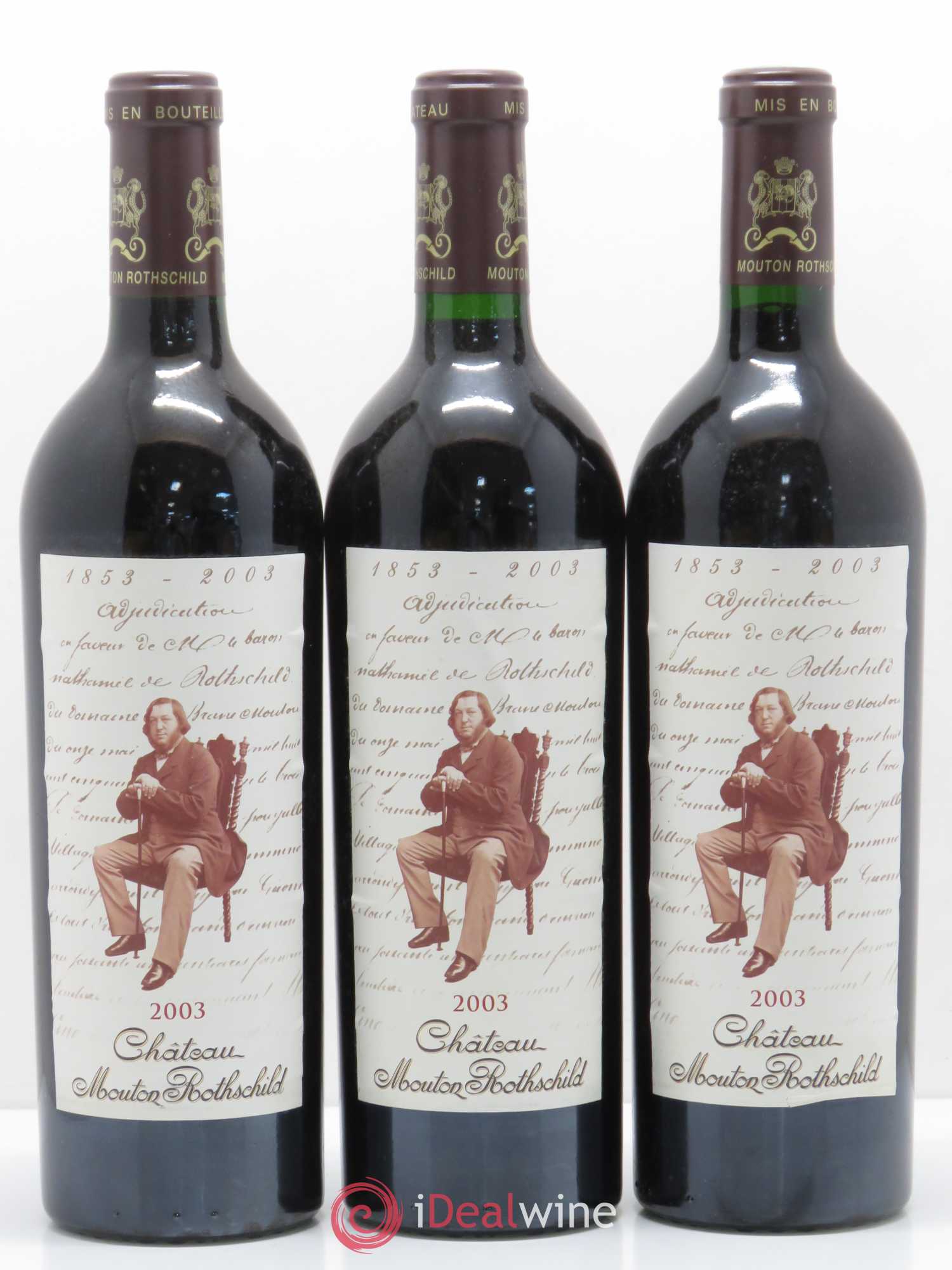 Château Mouton Rothschild 1er Grand Cru Classé 2003 - Lot de 3 bouteilles - 0