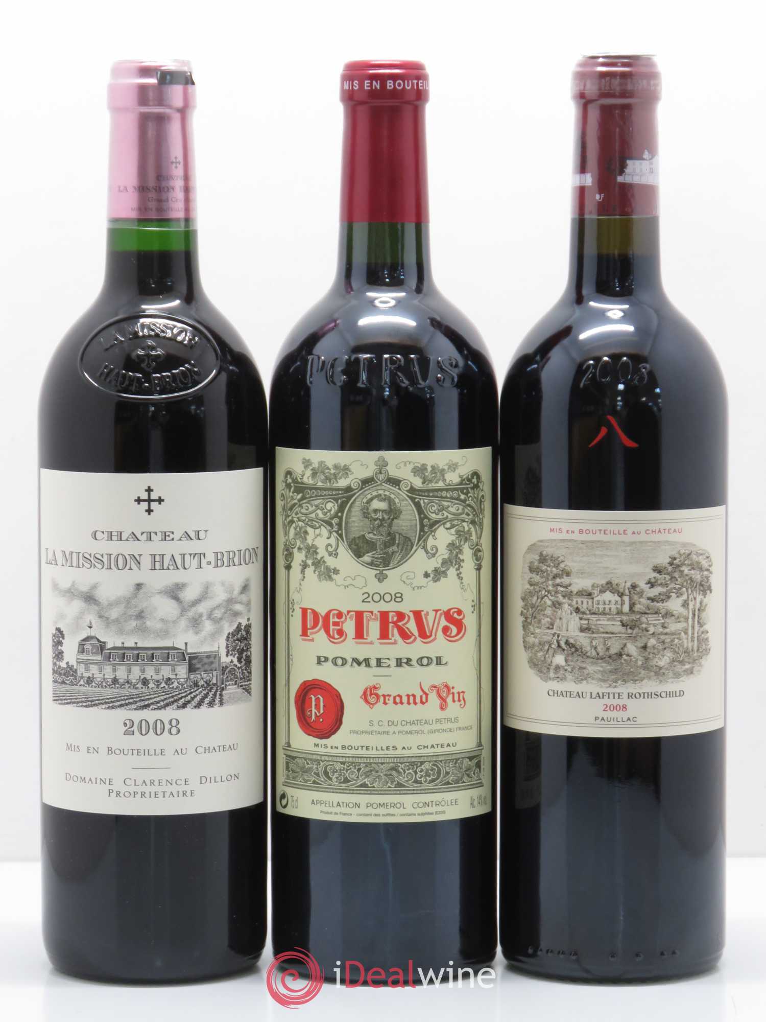 Caisse Collection Duclot 2008 1 Petrus,1 Yquem,1 Haut Brion,1 Mouton Rothschild,1 Margaux,1 Lafite Rothschild,1 Mission Haut Brion,1 Latour,1 Cheval Blanc 2008 - Posten von 1 Flasche - 4
