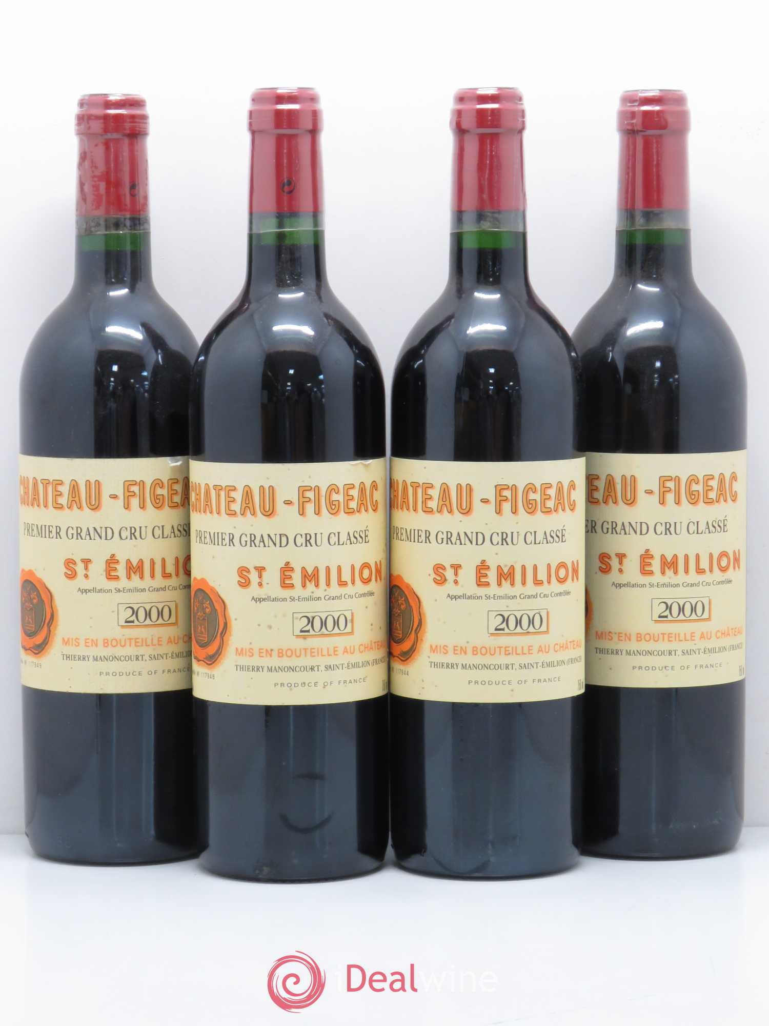 Château Figeac 1er Grand Cru Classé A 2000 - Lot de 4 bouteilles - 0