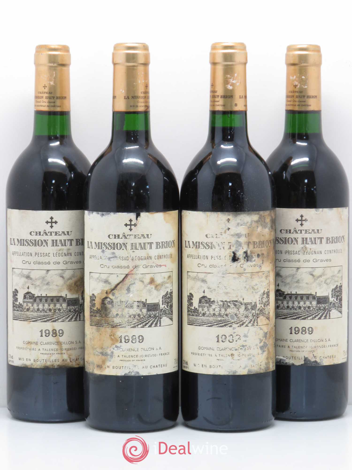 Château la Mission Haut-Brion Cru Classé de Graves 1989 - Lot de 4 bouteilles - 0