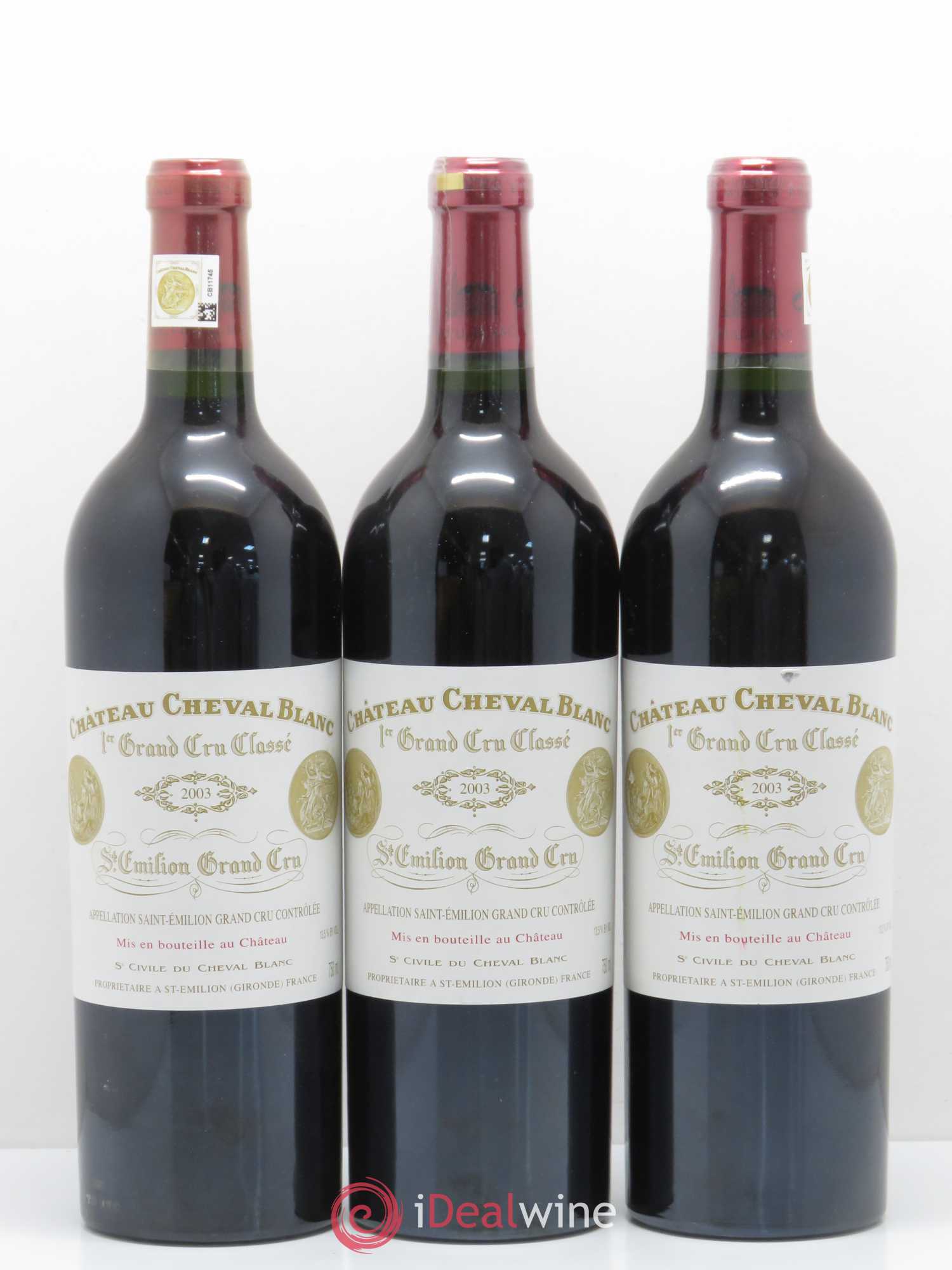 Château Cheval Blanc 1er Grand Cru Classé A 2003 - Lot de 3 bouteilles - 0