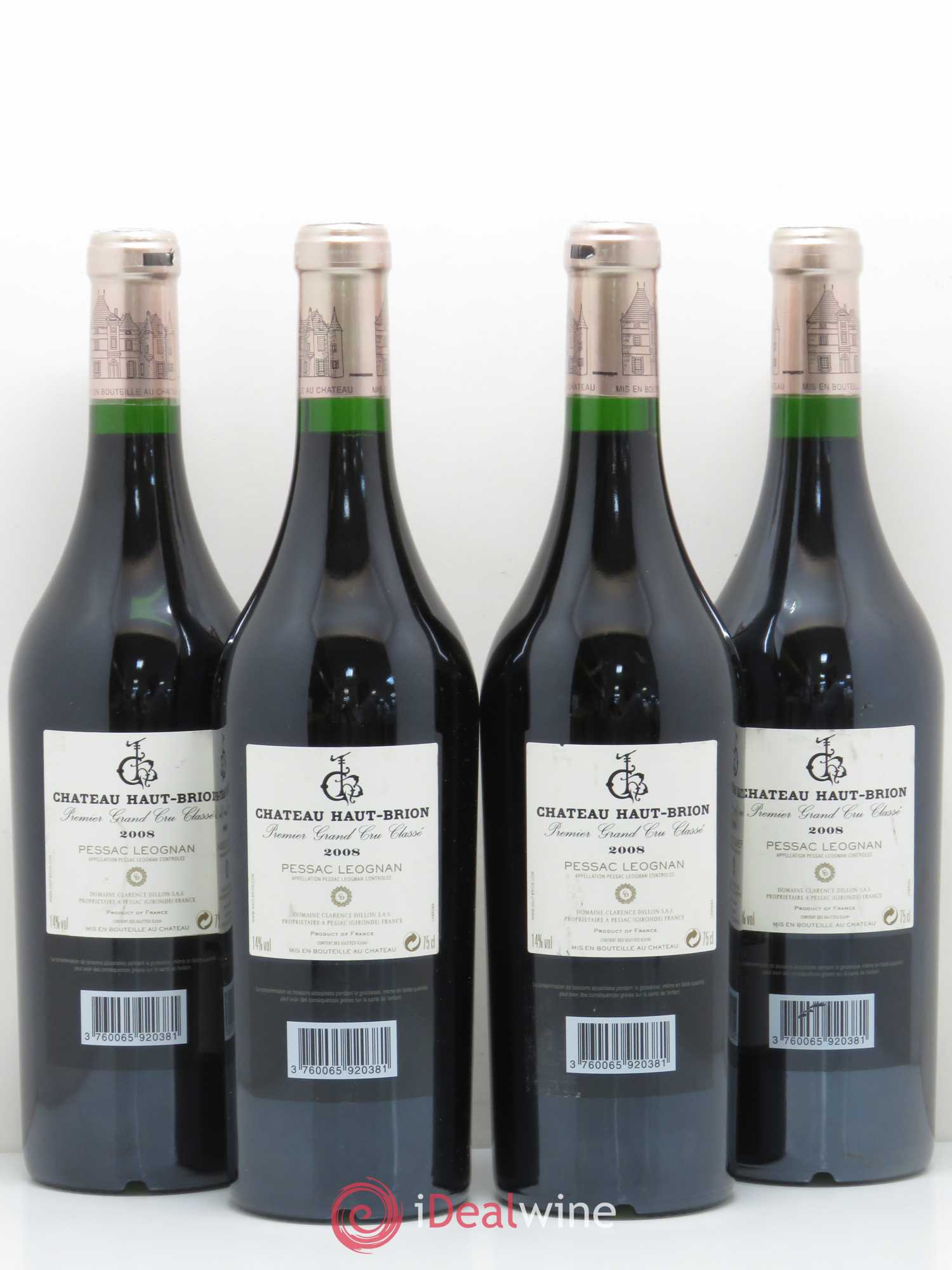 Château Haut Brion 1er Grand Cru Classé 2008 - Lot de 4 bouteilles - 1