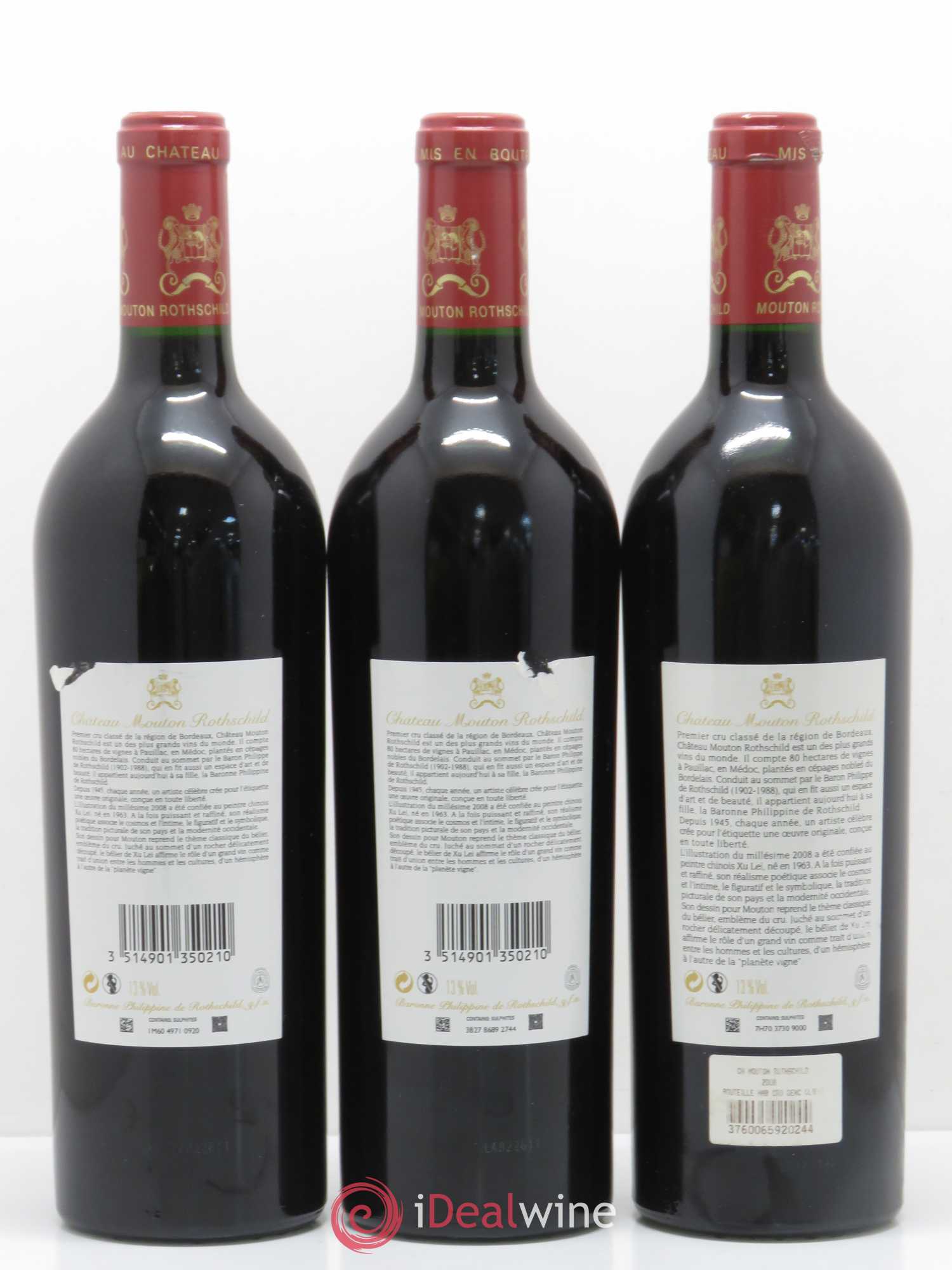 Château Mouton Rothschild 1er Grand Cru Classé 2008 - Lot de 3 bouteilles - 1