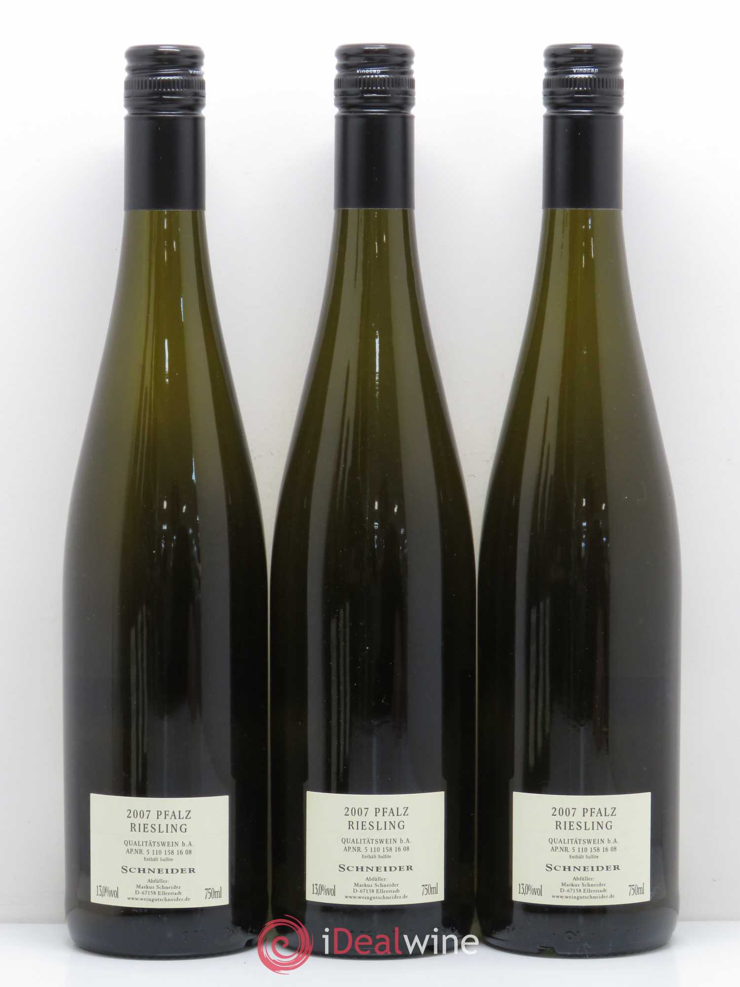 Riesling Pfalz Von Den Terrassen Zweitausendsieben Weingut Schneider 2007 - Posten von 6 Flaschen - 2