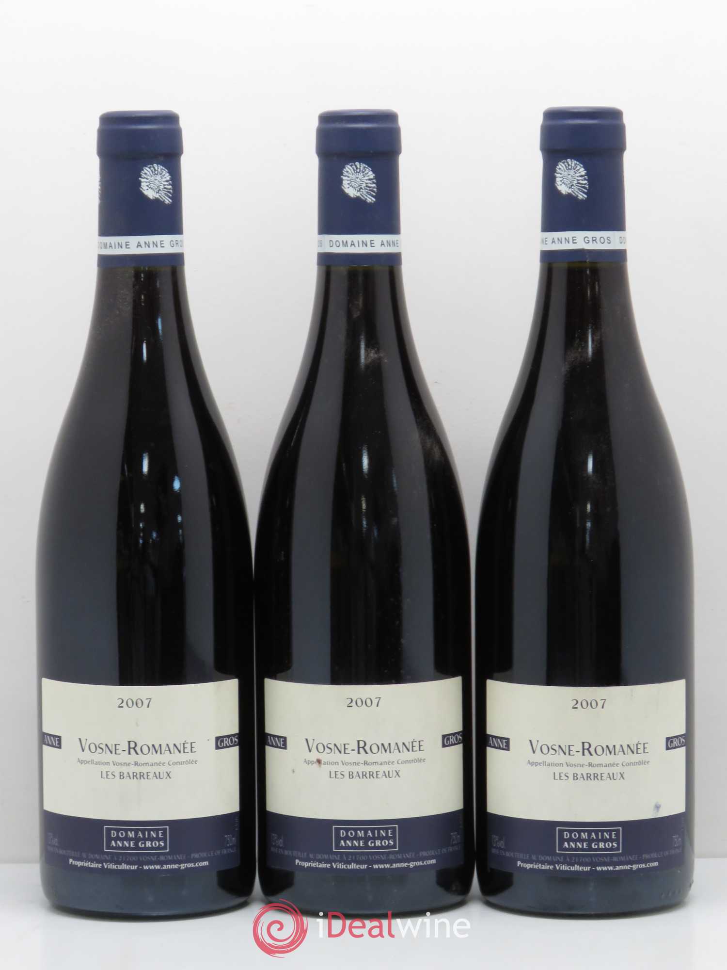 Vosne-Romanée Les Barreaux Anne Gros 2007 - Lot de 3 bouteilles - 0