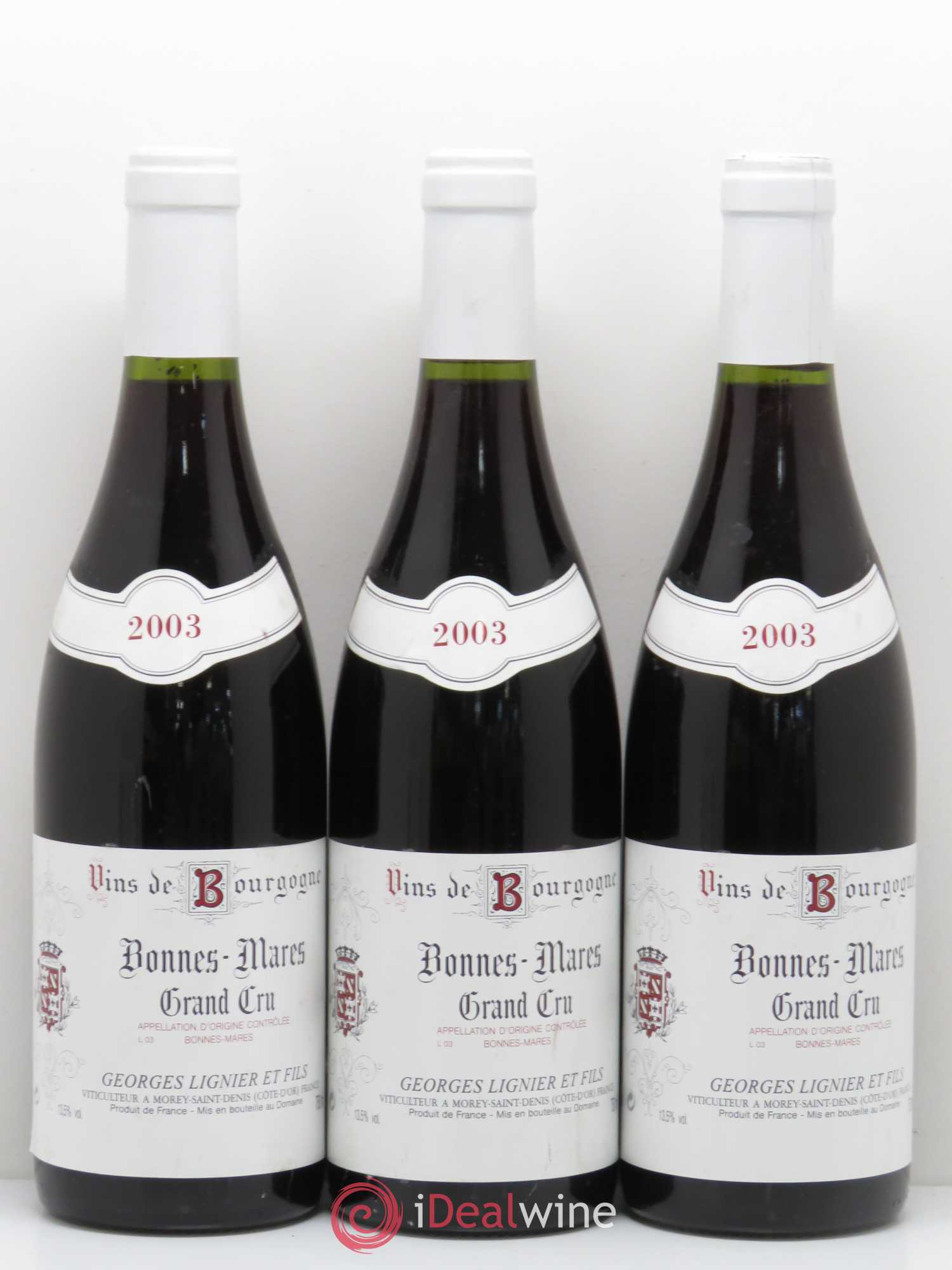 Bonnes-Mares Grand Cru Georges Lignier (Domaine) 2003 - Lot de 3 bouteilles - 0