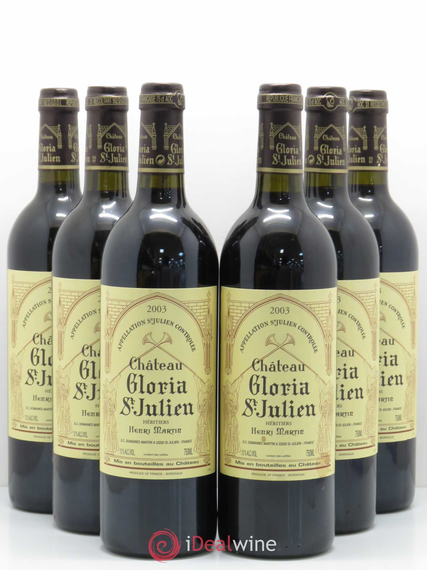 Château Gloria 2003 - Lot de 6 bouteilles - 0