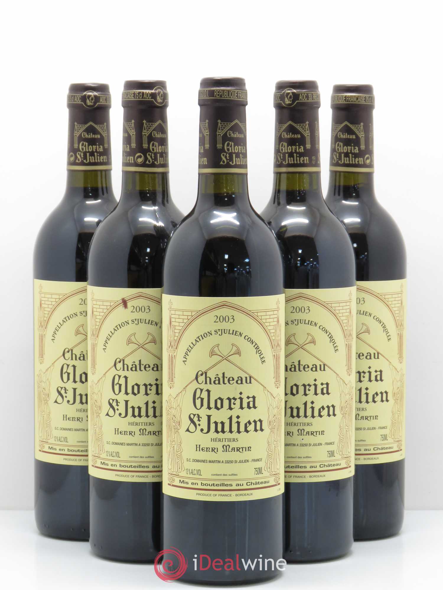 Château Gloria 2003 - Lot de 5 bouteilles - 0