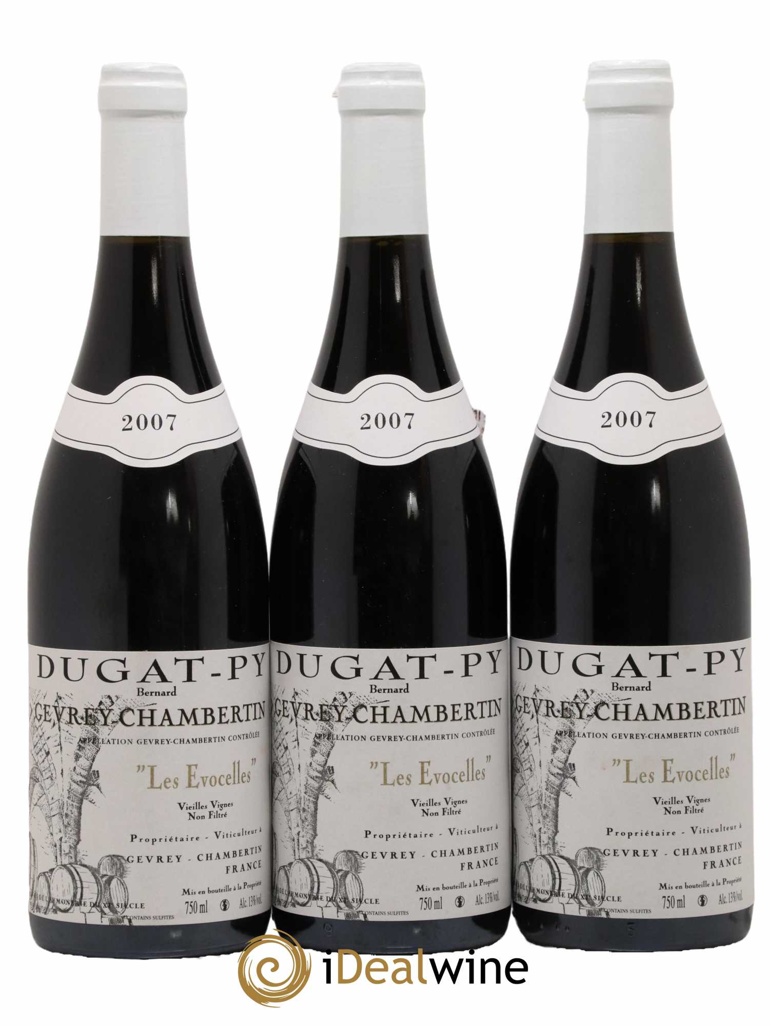 Gevrey-Chambertin Les Evocelles Vieilles Vignes Dugat-Py 2007 - Lot de 3 bouteilles - 0