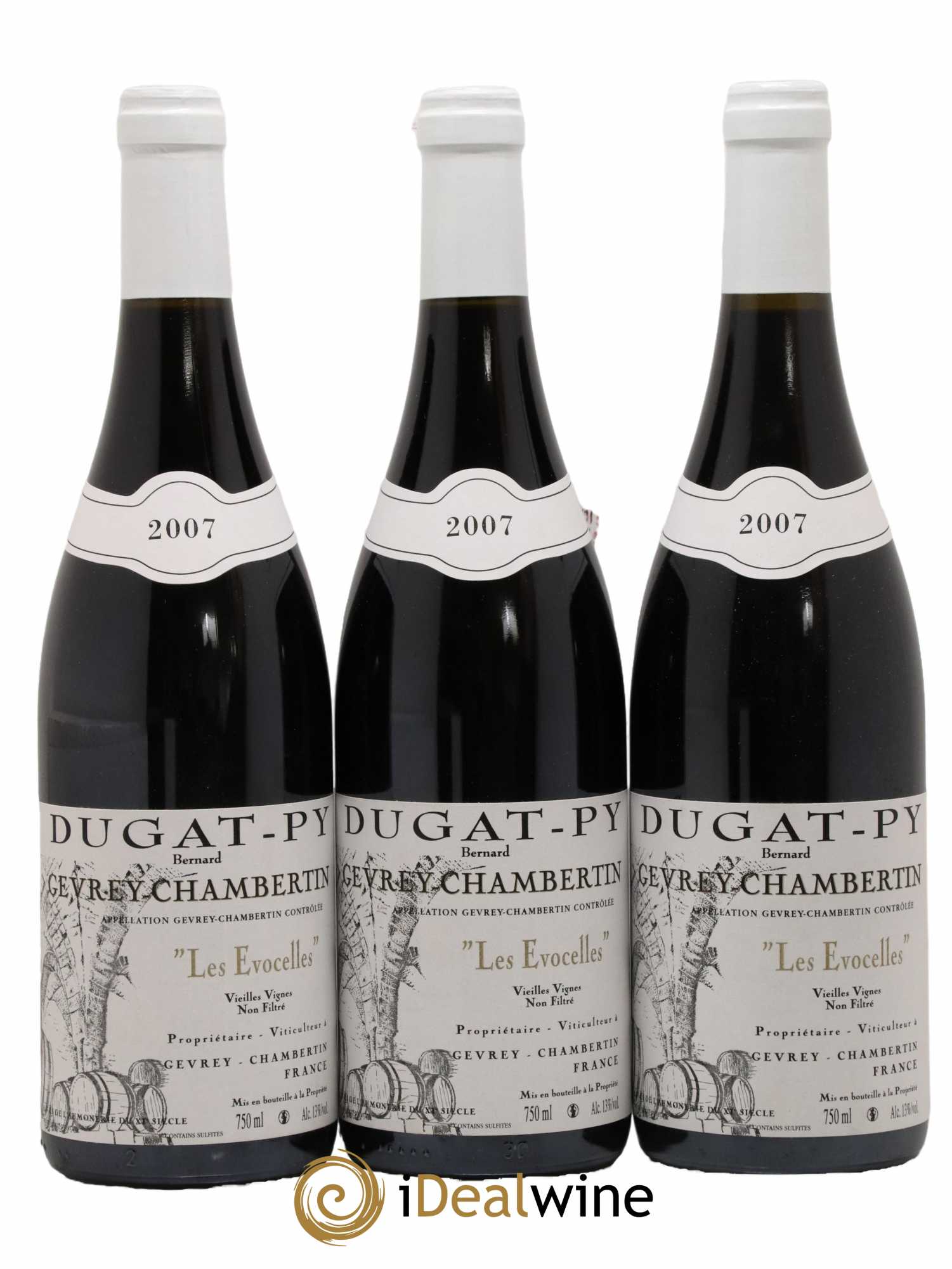 Gevrey-Chambertin Les Evocelles Vieilles Vignes Dugat-Py 2007 - Lot de 3 bouteilles - 0