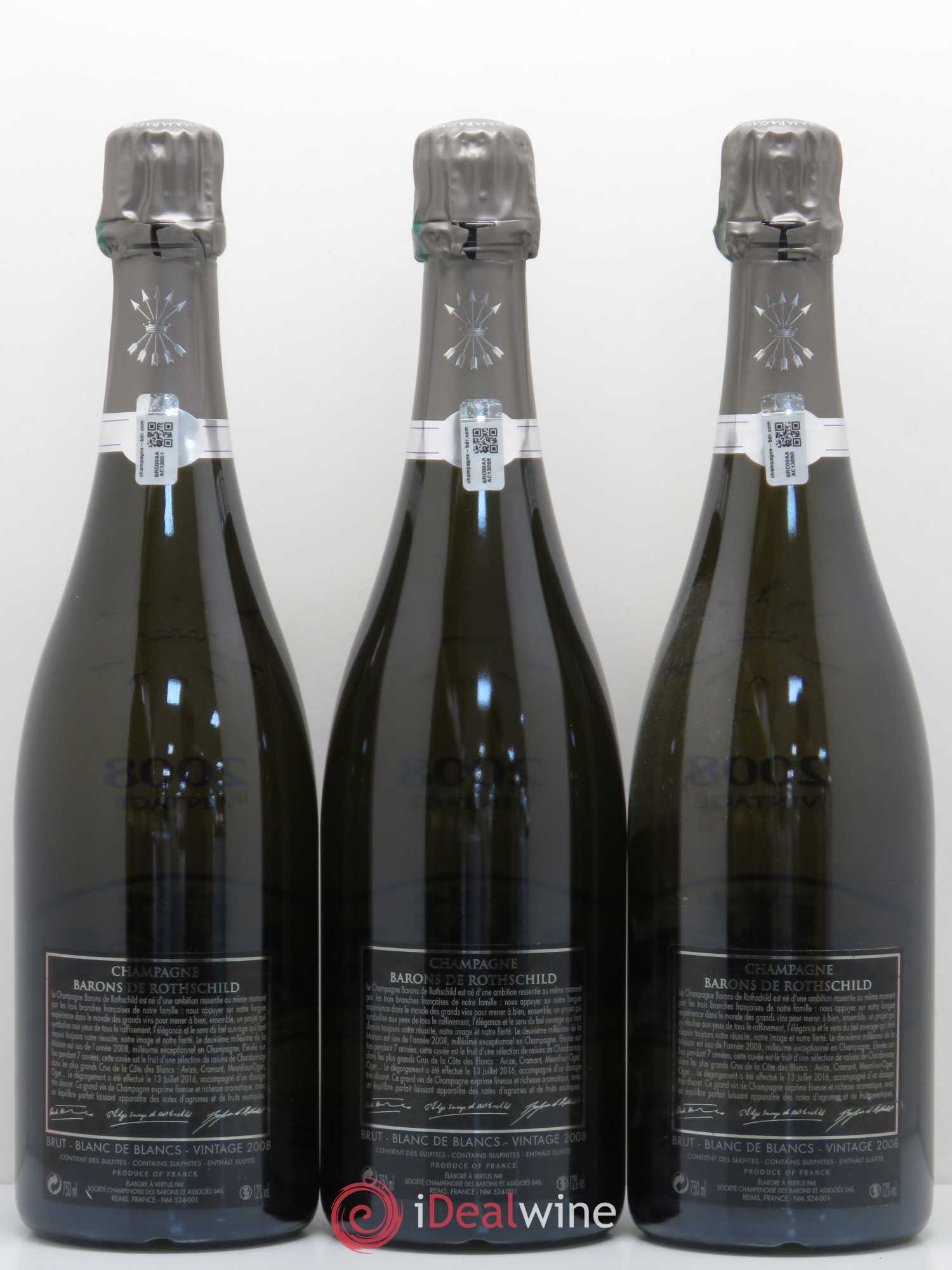 Champagne Barons de Rothschild Blanc de Blancs Vintage 2008 - Posten von 3 Flaschen - 1