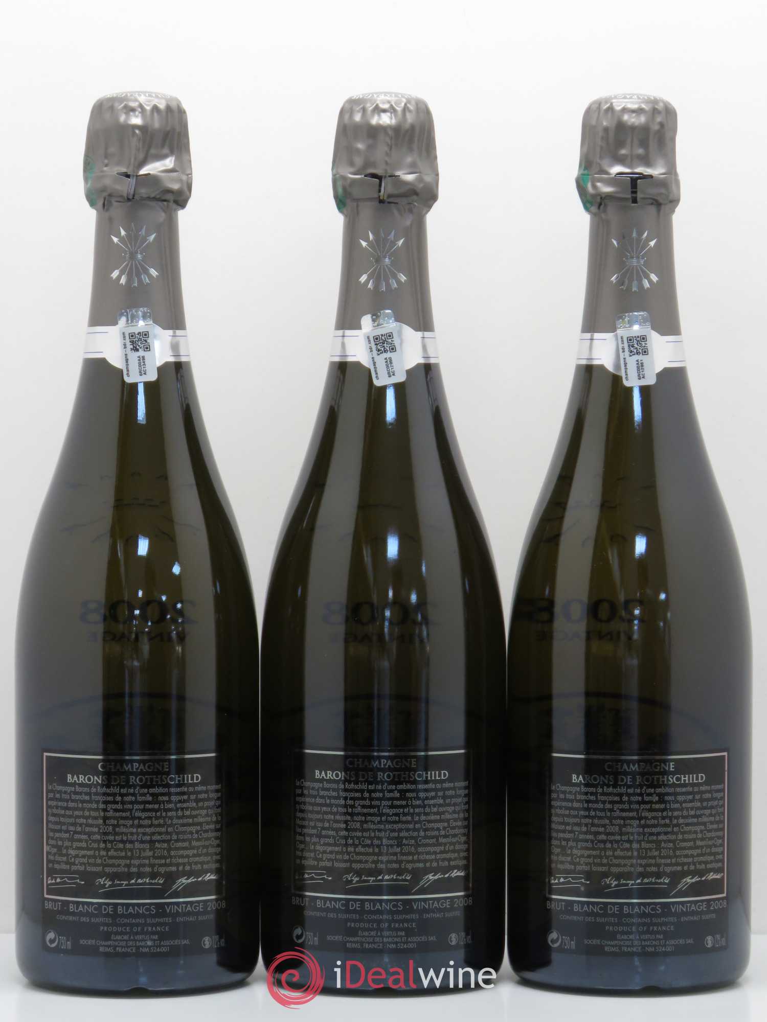 Champagne Barons de Rothschild Blanc de Blancs Vintage 2008 - Posten von 3 Flaschen - 1