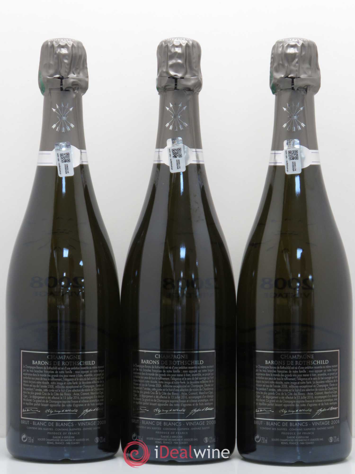 Champagne Barons de Rothschild Blanc de Blancs Vintage 2008 - Posten von 3 Flaschen - 1