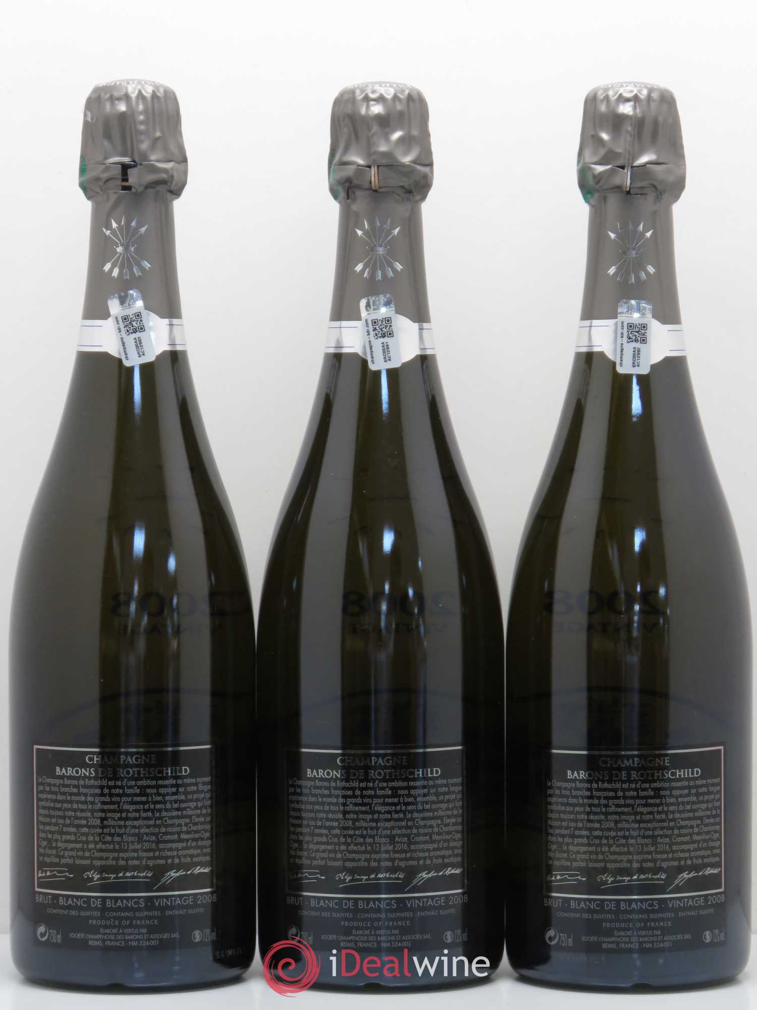 Champagne Barons de Rothschild Blanc de Blancs Vintage 2008 - Posten von 3 Flaschen - 1