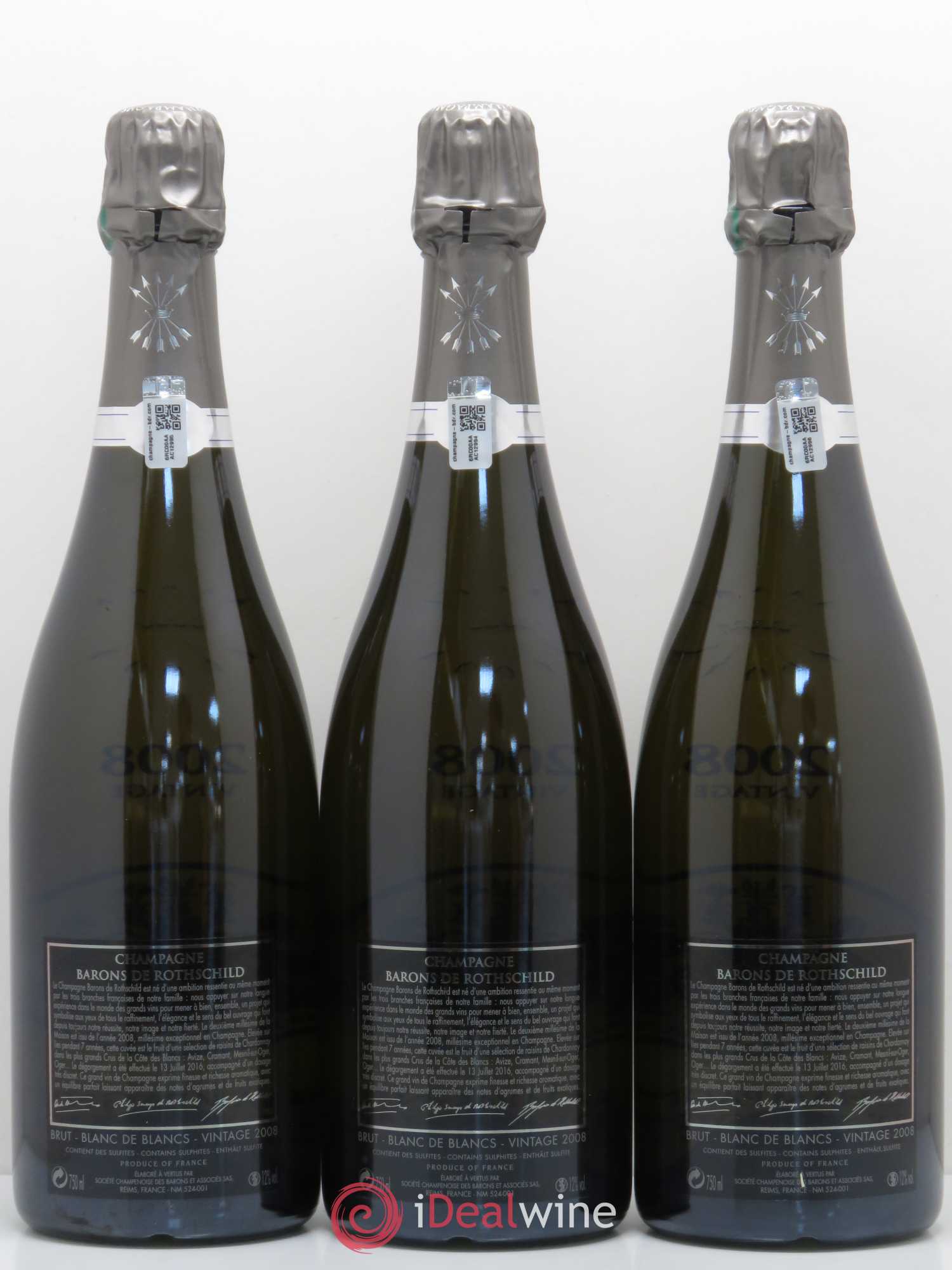 Champagne Barons de Rothschild Blanc de Blancs Vintage 2008 - Posten von 3 Flaschen - 1